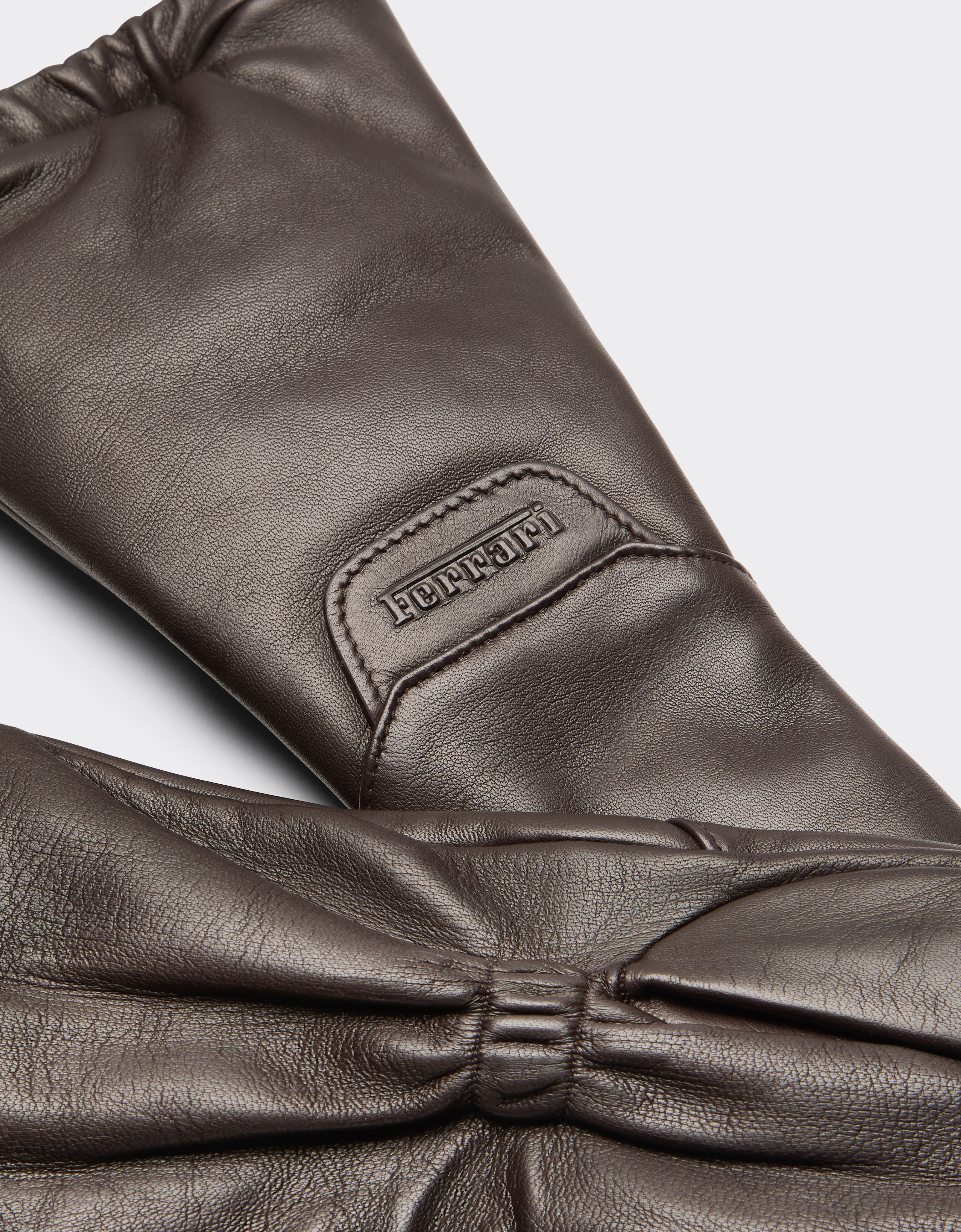 Ferrari Long Nappa Leather Driving Gloves In Brown
