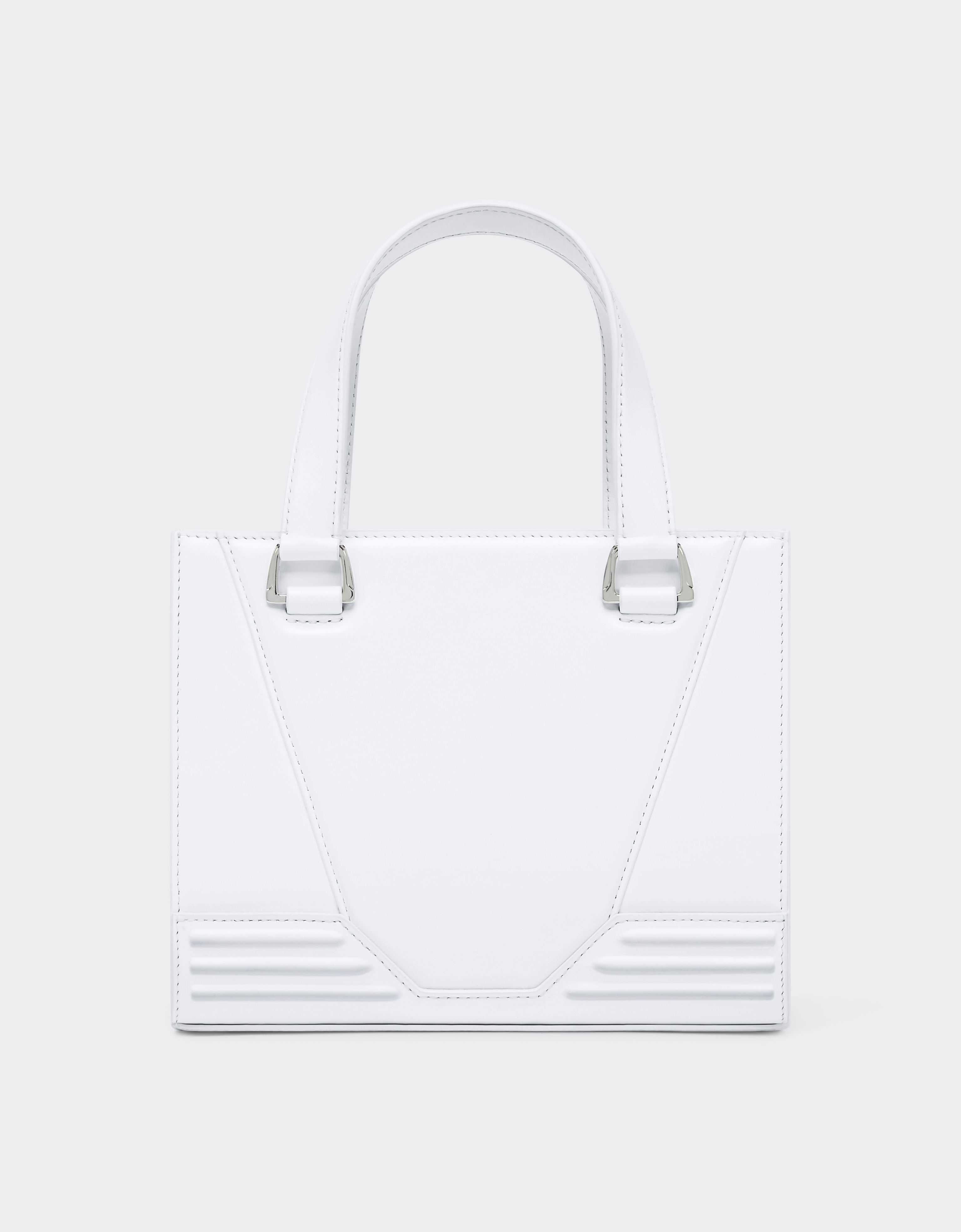 Ferrari Mini Tote Gt Bag In Leather With Prancing Horse Detail In Optical White
