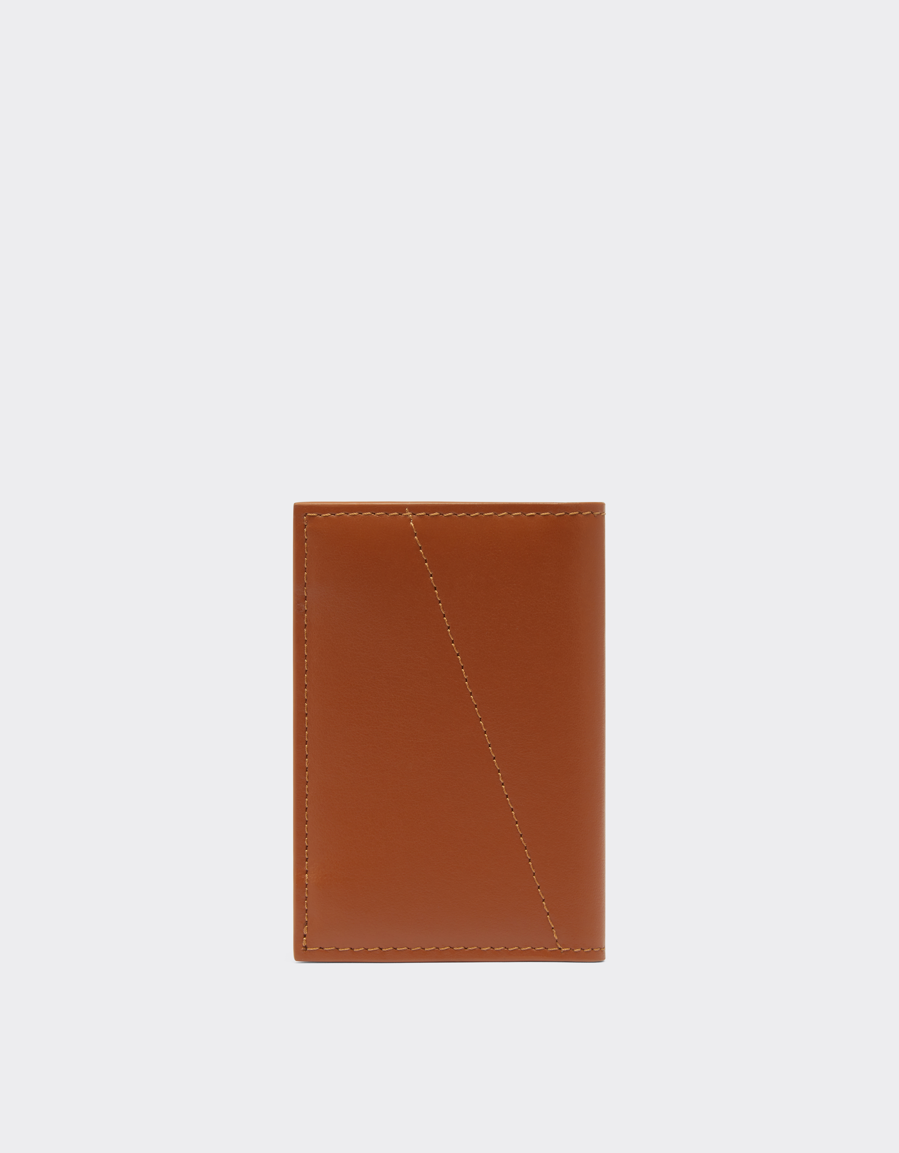 Ferrari Foldable Card Holder In Smooth Leather In Hide
