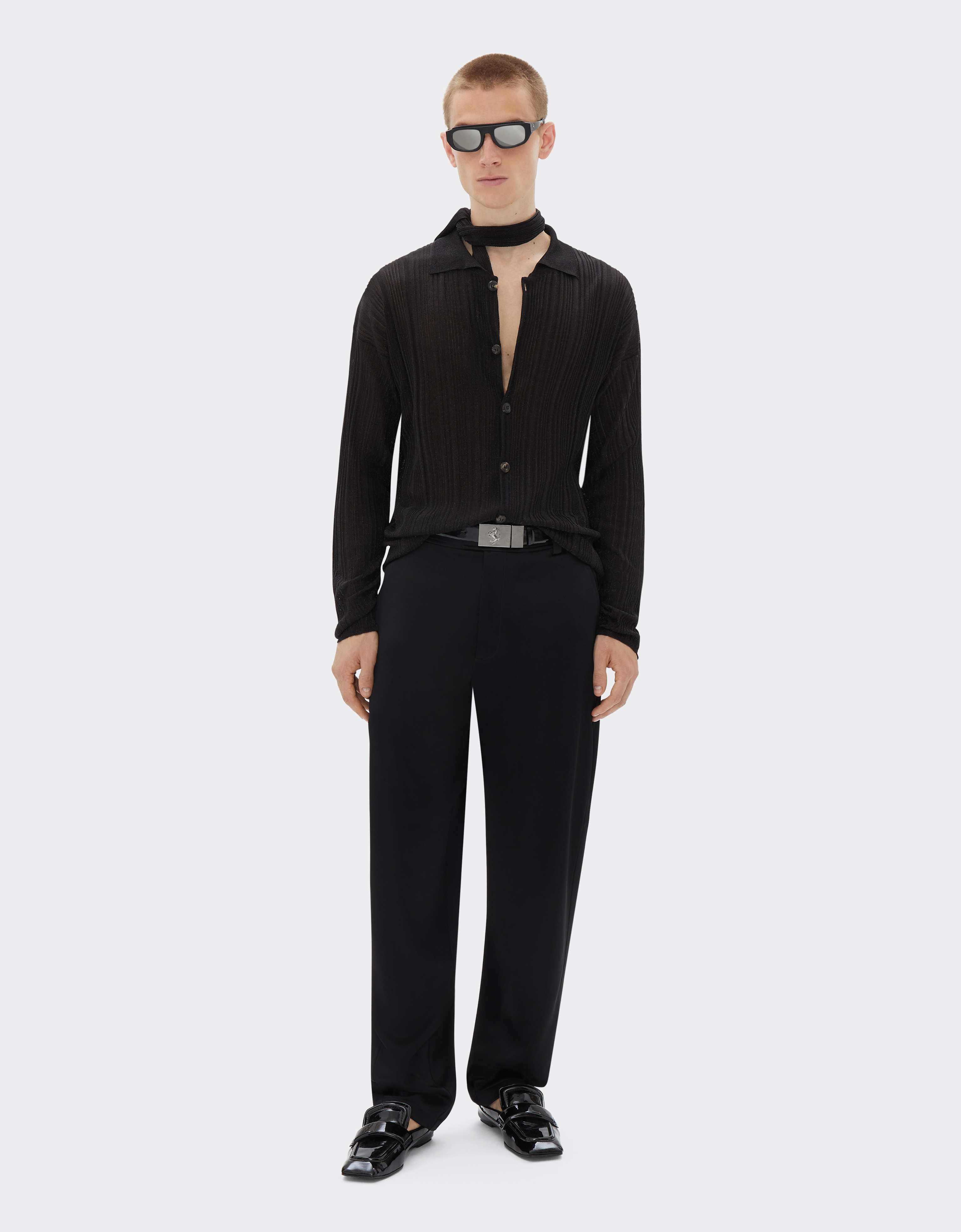Ferrari Chinos In Stretch Satin Twill In Black