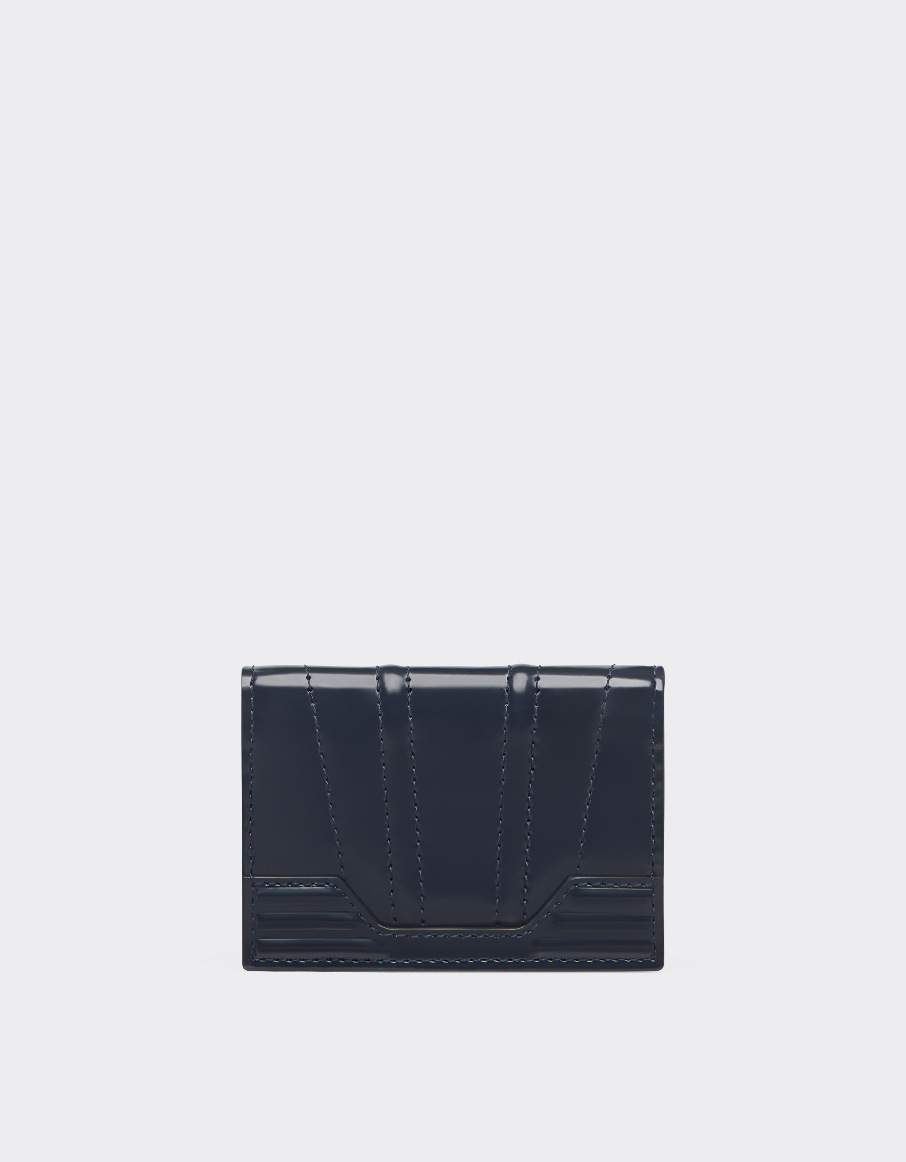 Ferrari Gt Foldable Card Holder In Brushed Leather In Navy
