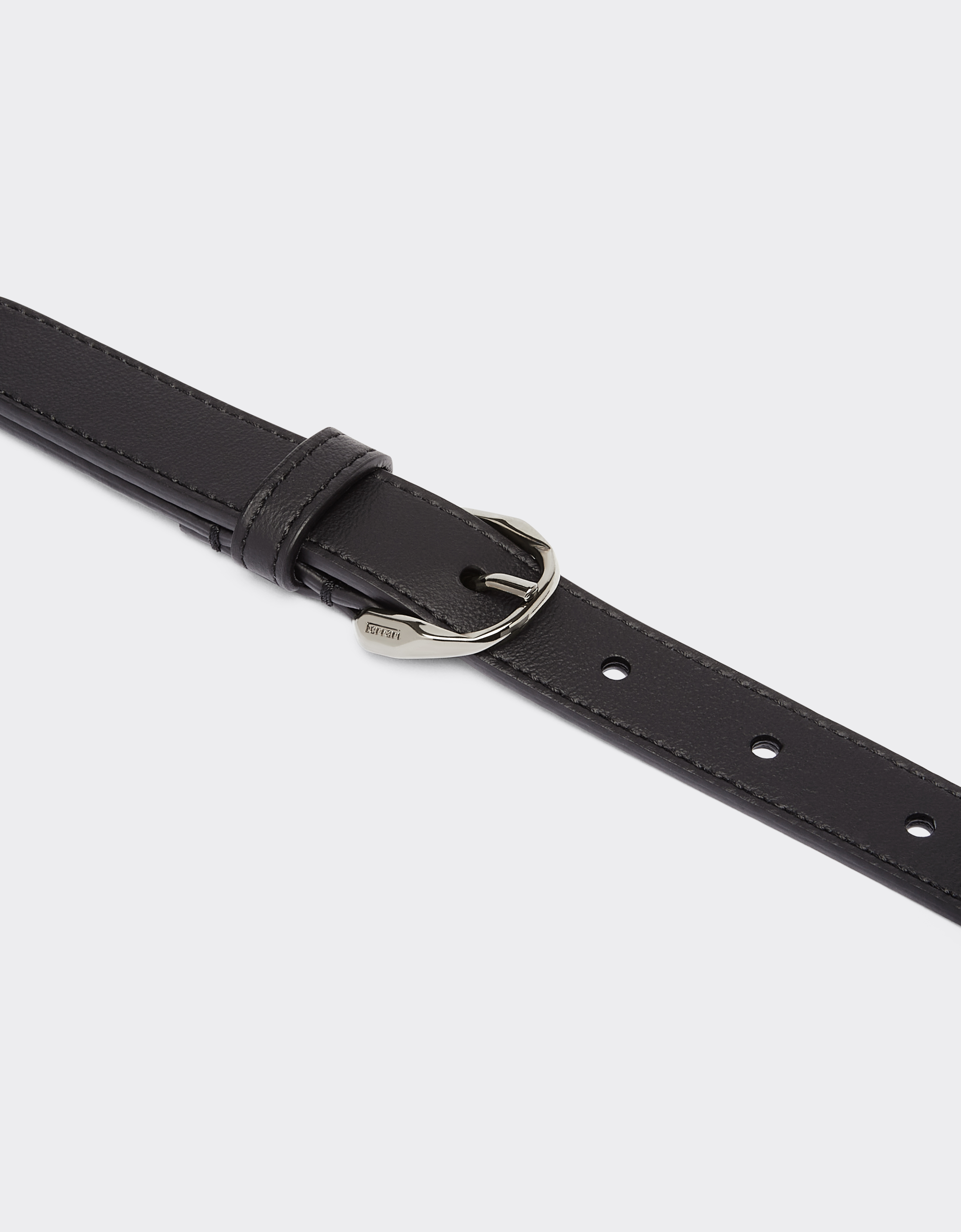 Ferrari Thin Leather Belt With Prancing Horse Detail In Black