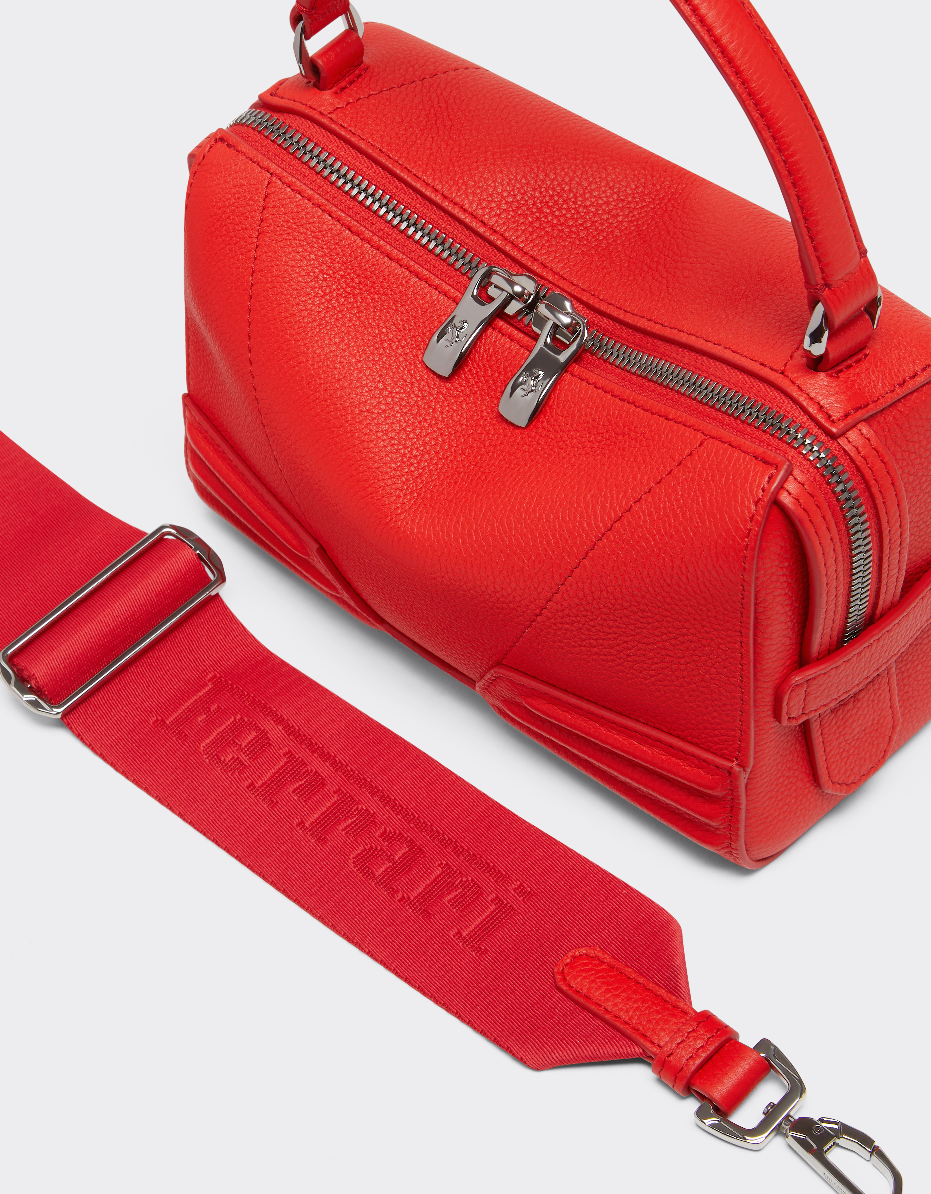 Ferrari Gt Soft Micro Bag In Tumbled Leather In Rosso Dino