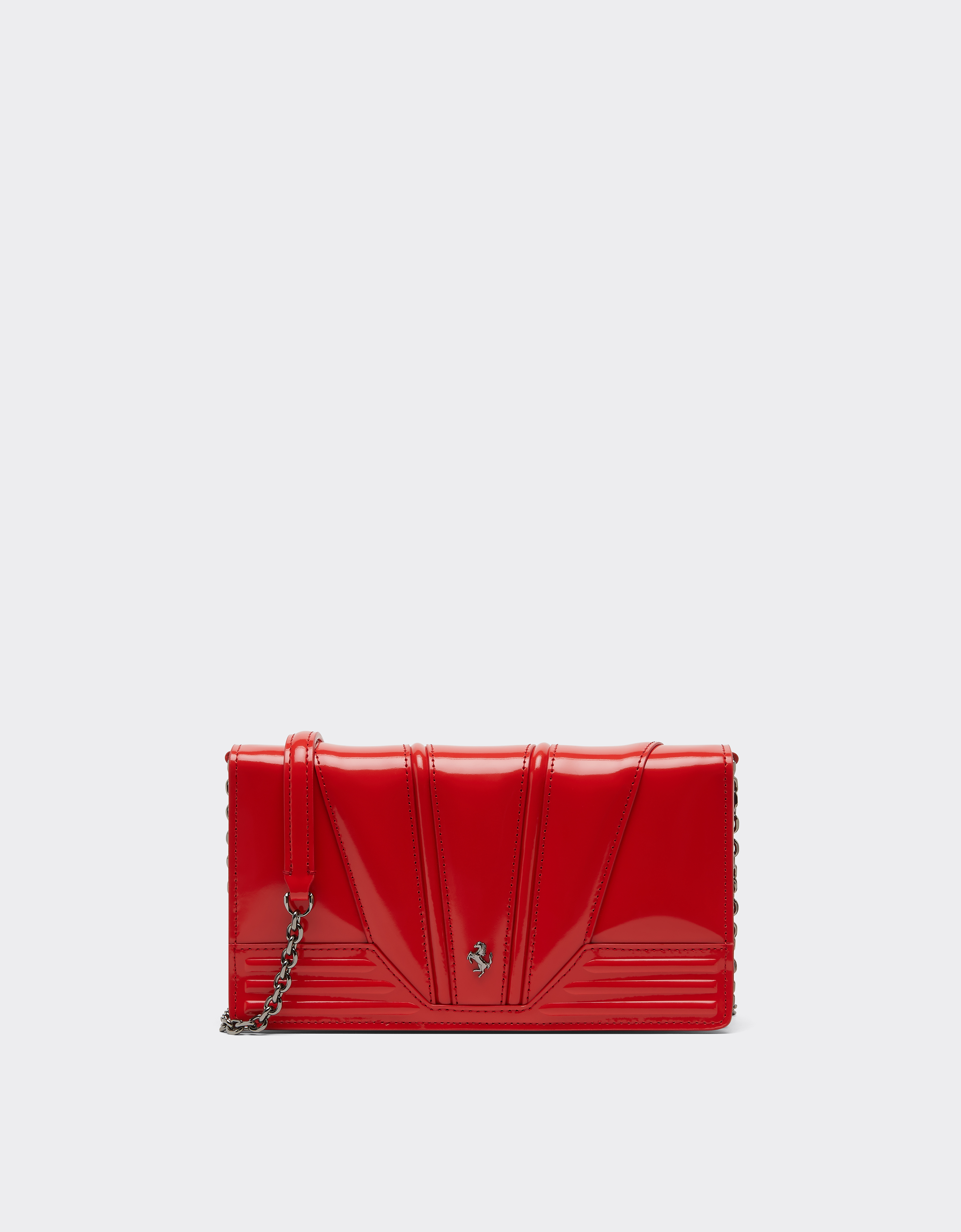 Ferrari Women's Rosso Dino Gt Brushed Leather Wallet With Chain Shoulder Strap - Mini Bags Os