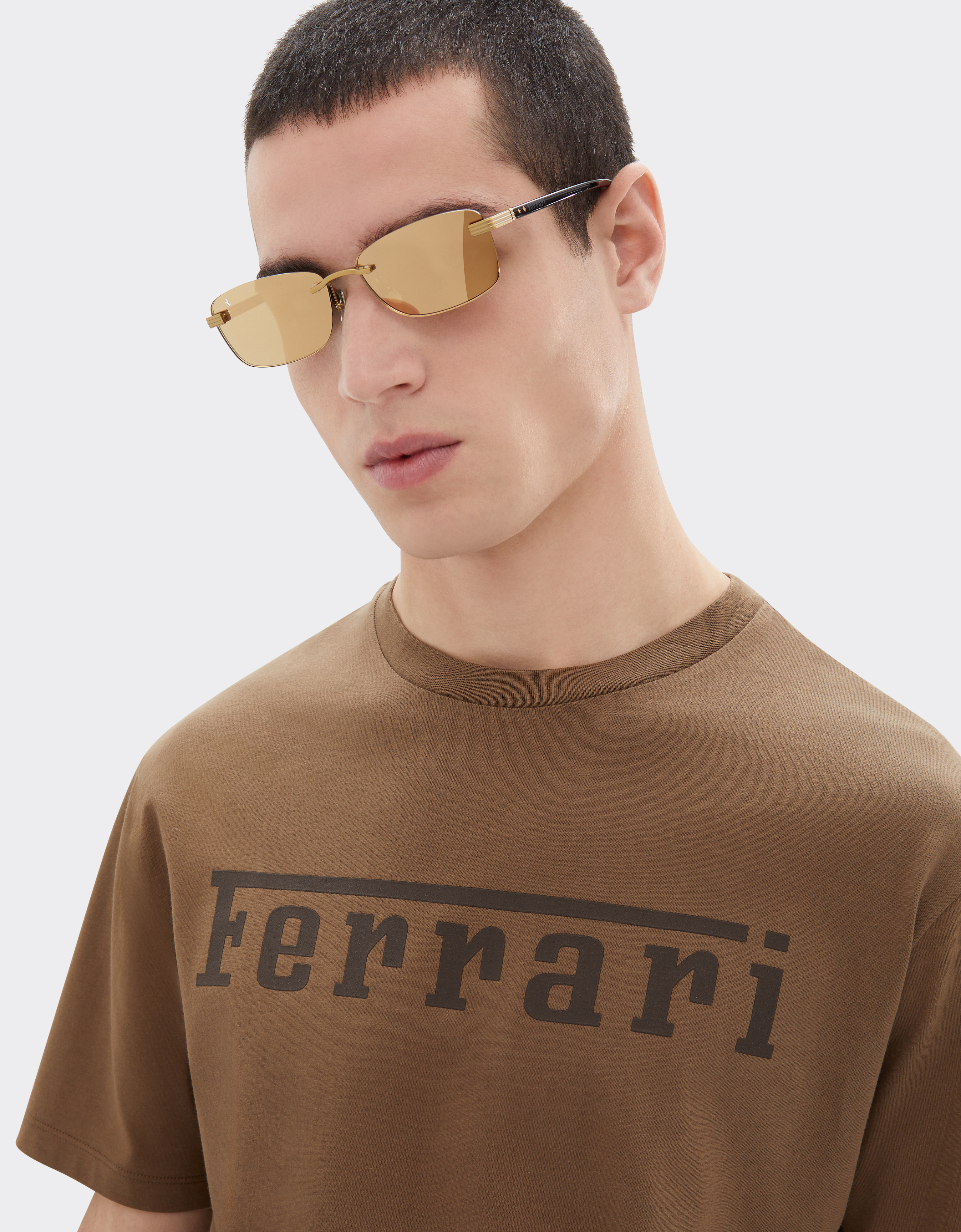  Ferrari Ferrari-sonnenbrille Aus Mattgoldenem Titan Und Acetat Mit Transparenten, Verspiegelten Goldgelben Gläsern -  Sonnenbrillen Oro Os 