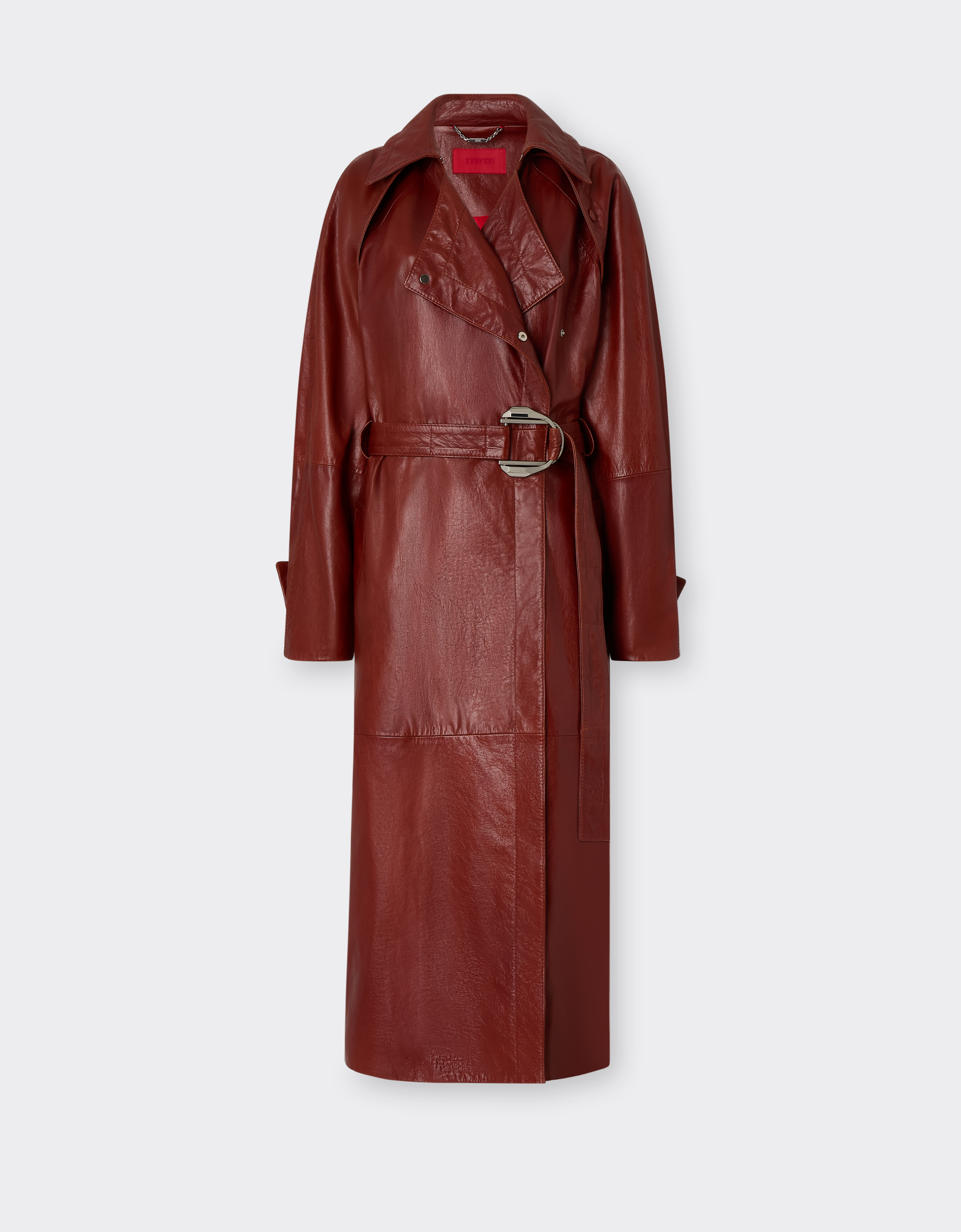 Waxed leather coat in Fired Brick for Women | Ferrari®