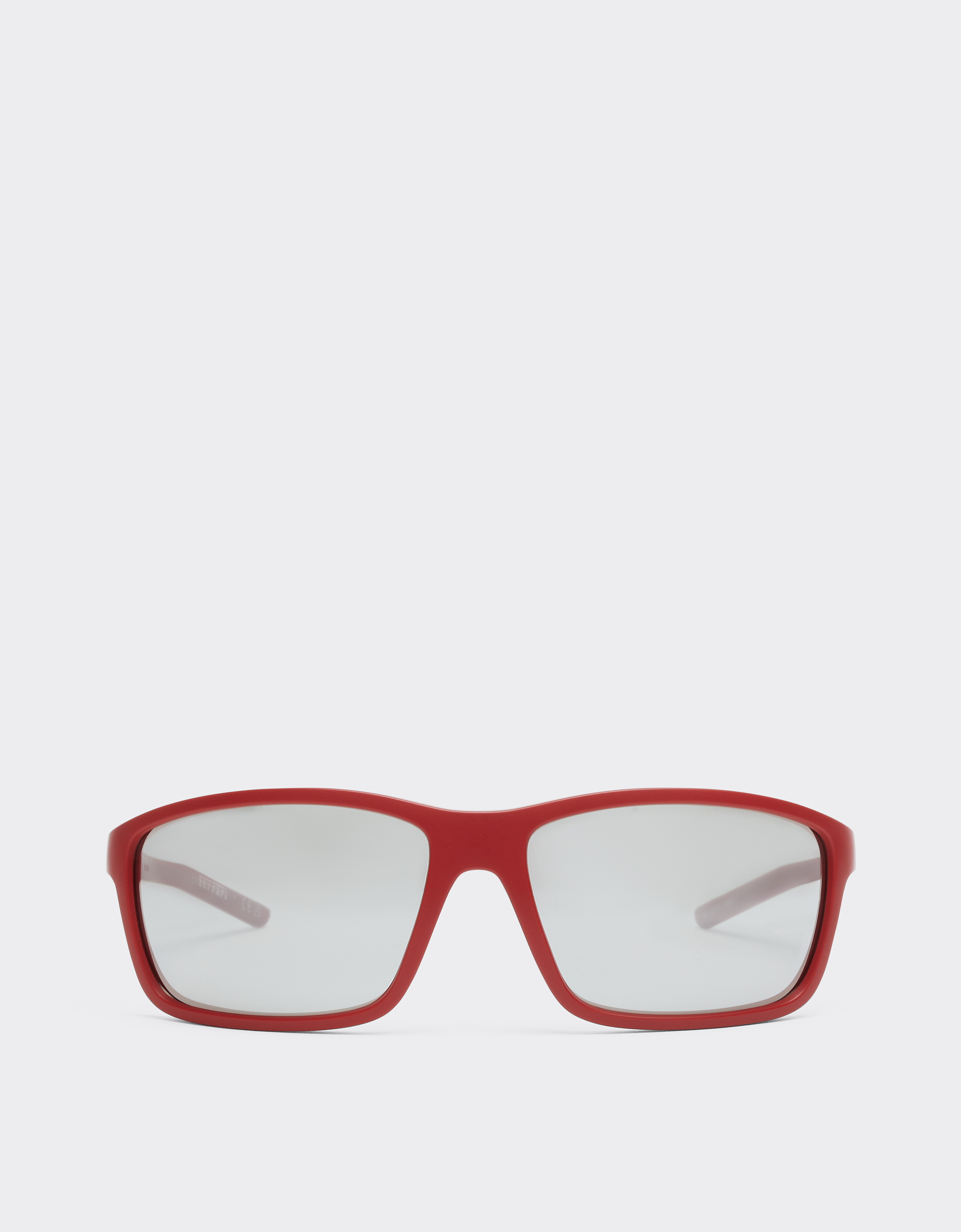 Ferrari Unisex Rosso Scuderia 0Fz6021 Sunglasses In Matte Red Injected And Metal With Mirrored Grey Lenses. - Os