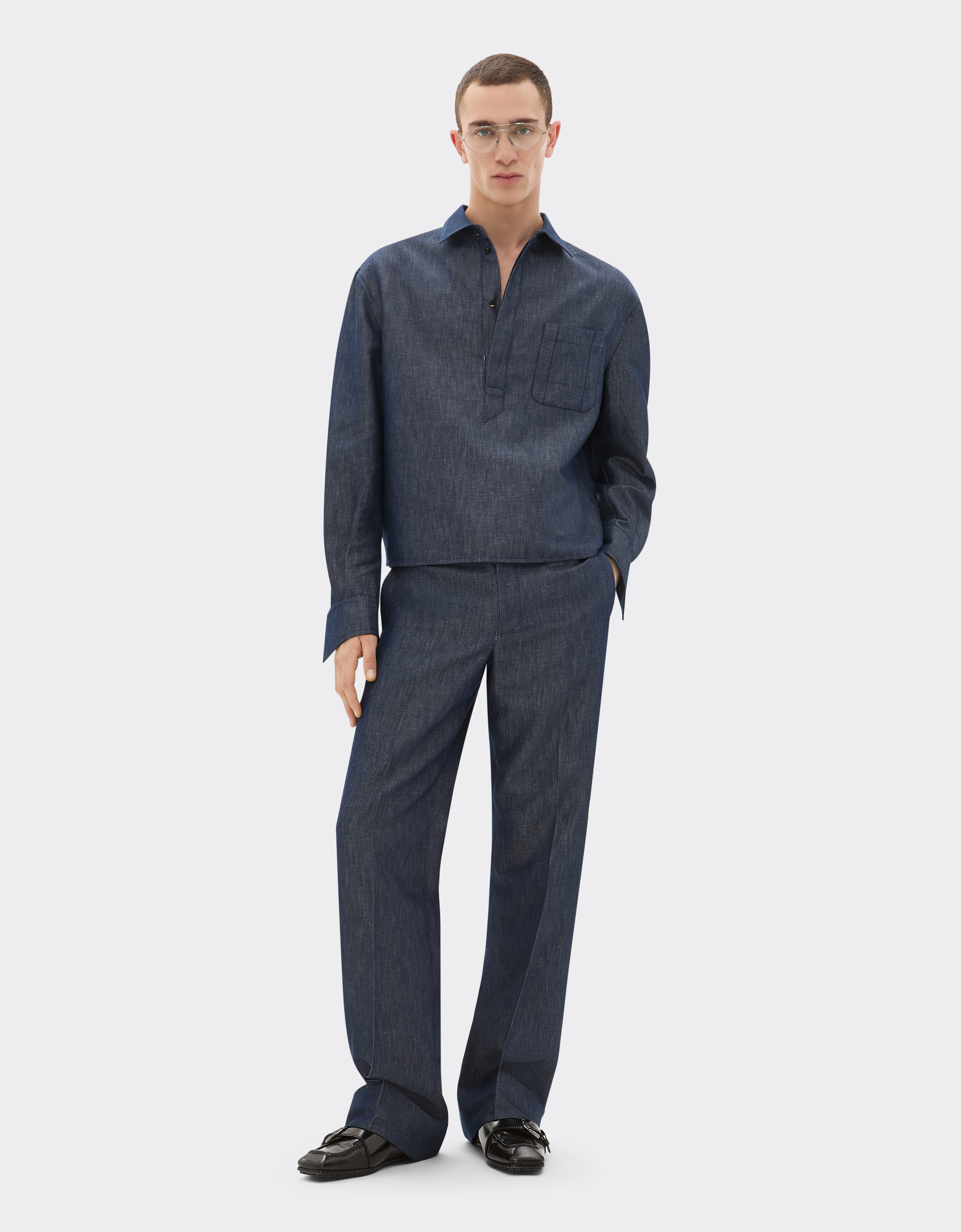 Ferrari Chinos In Denim Effect Tricotine