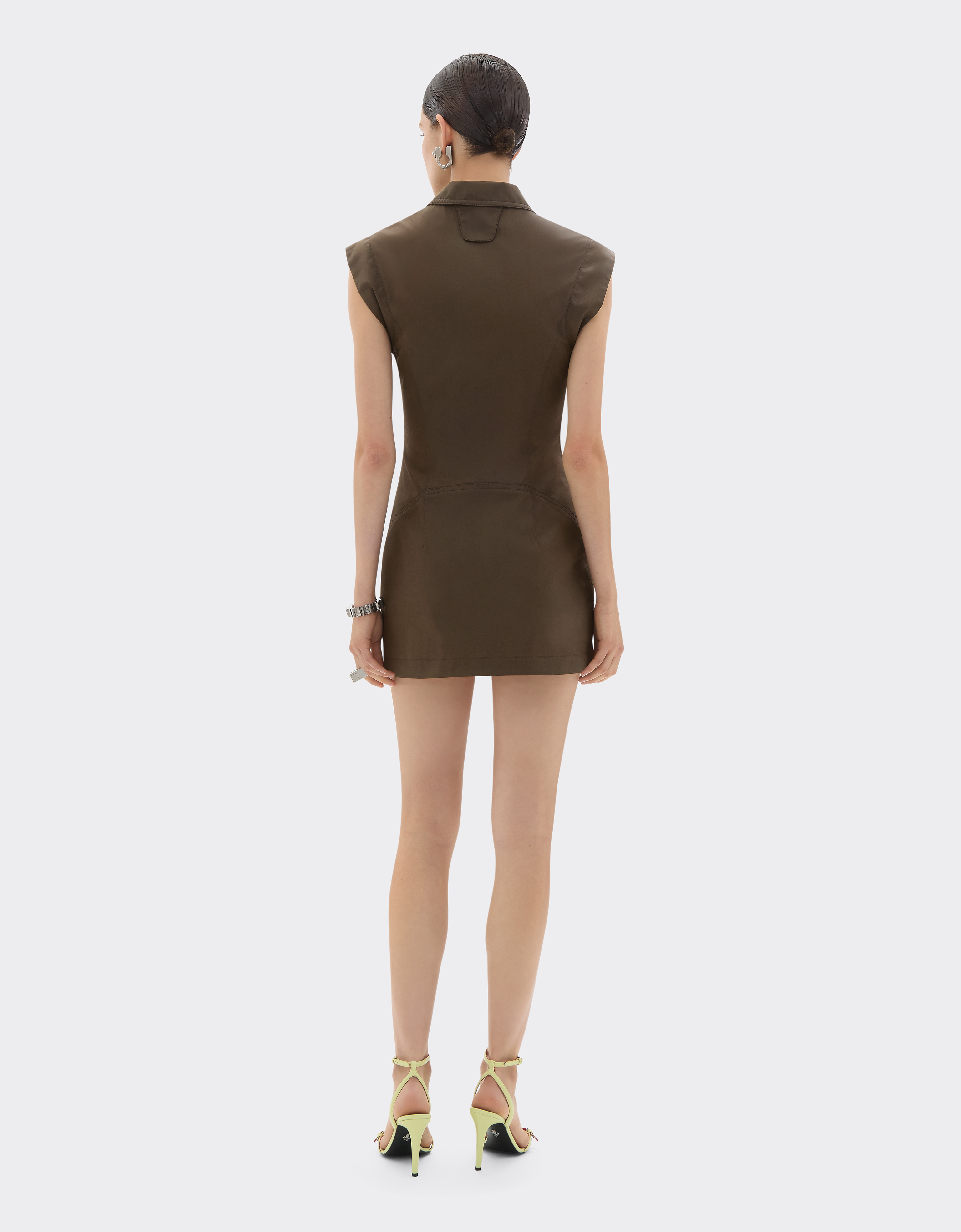 Ferrari Mini Dress In Technical Gabardine With A Vintage Effect In Green