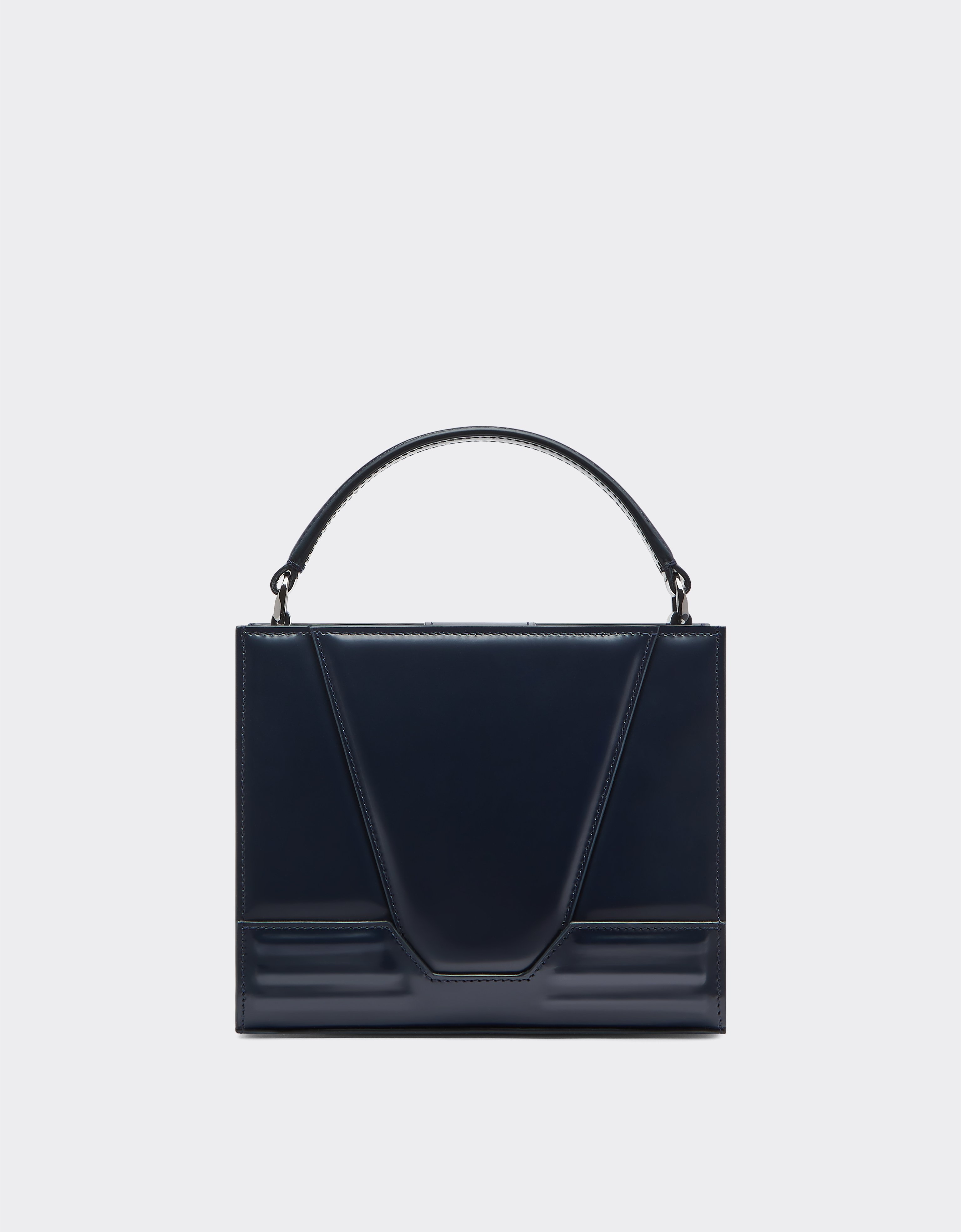 Ferrari Gt Micro Tote Bag In Brushed Leather In Navy