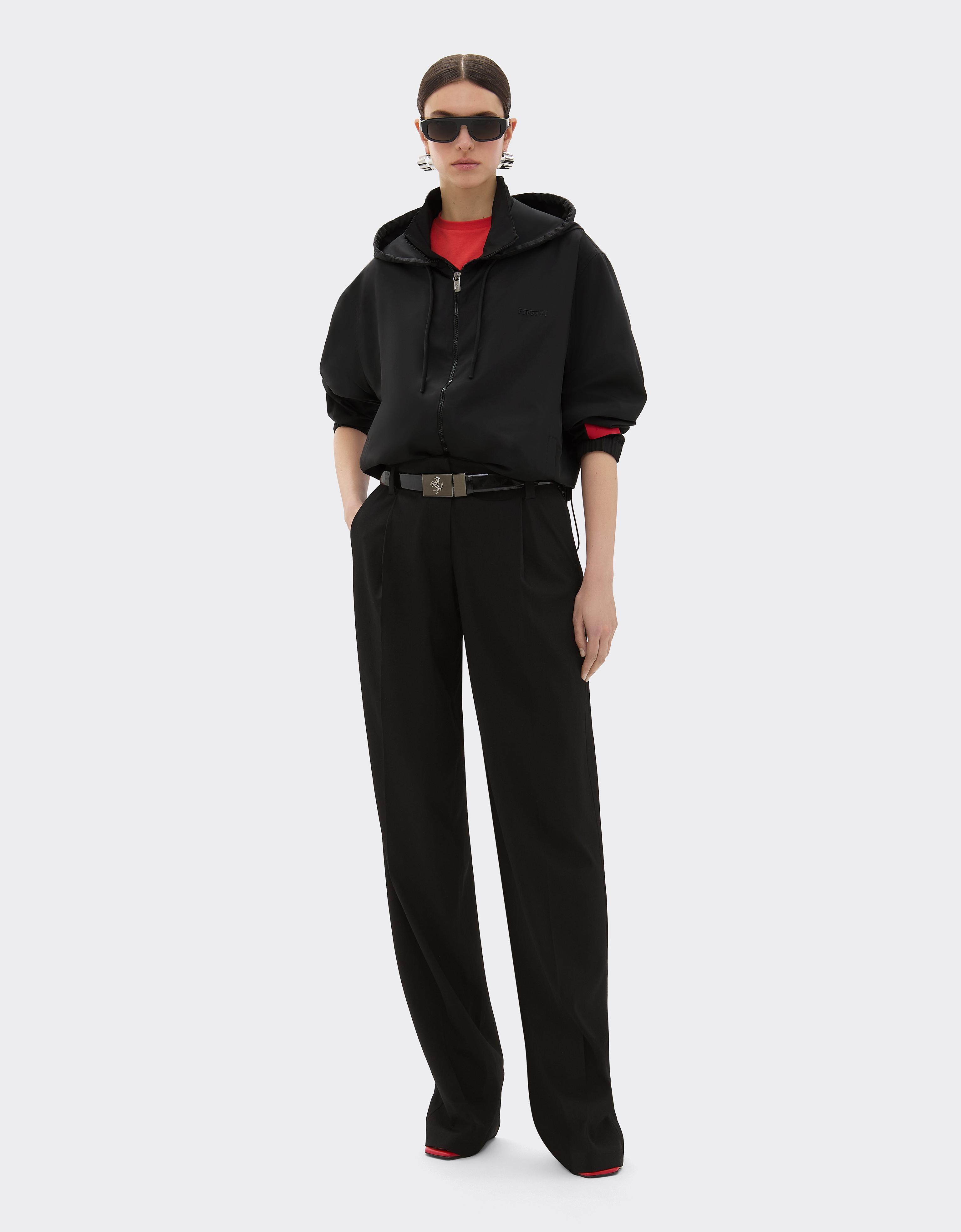 Ferrari Nylon Windbreaker Jacket In Black