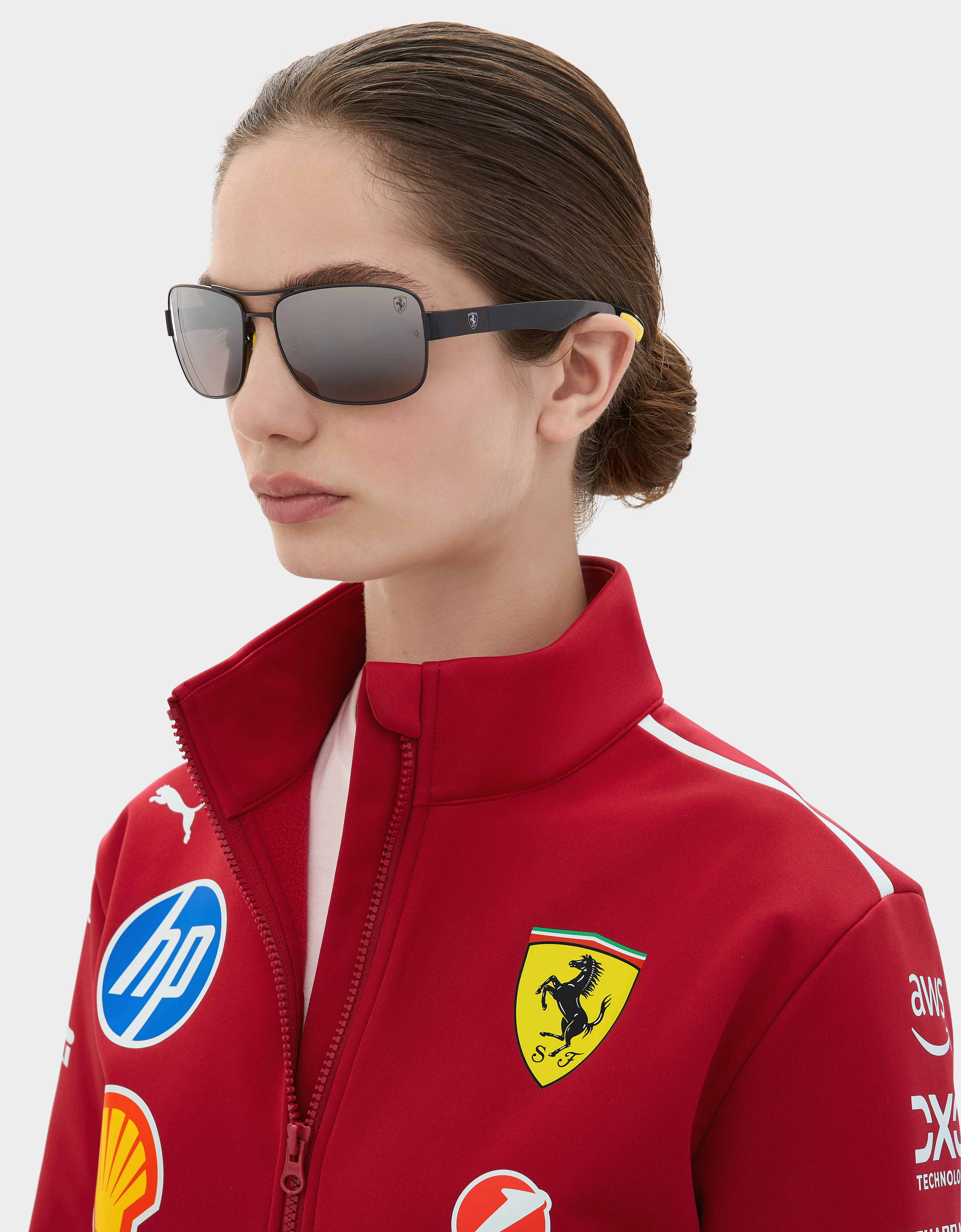 Ferrari Ray-ban For Scuderia  Rb3763m In Black Metal And Plastic With Polarised Mirror Gradie In Black