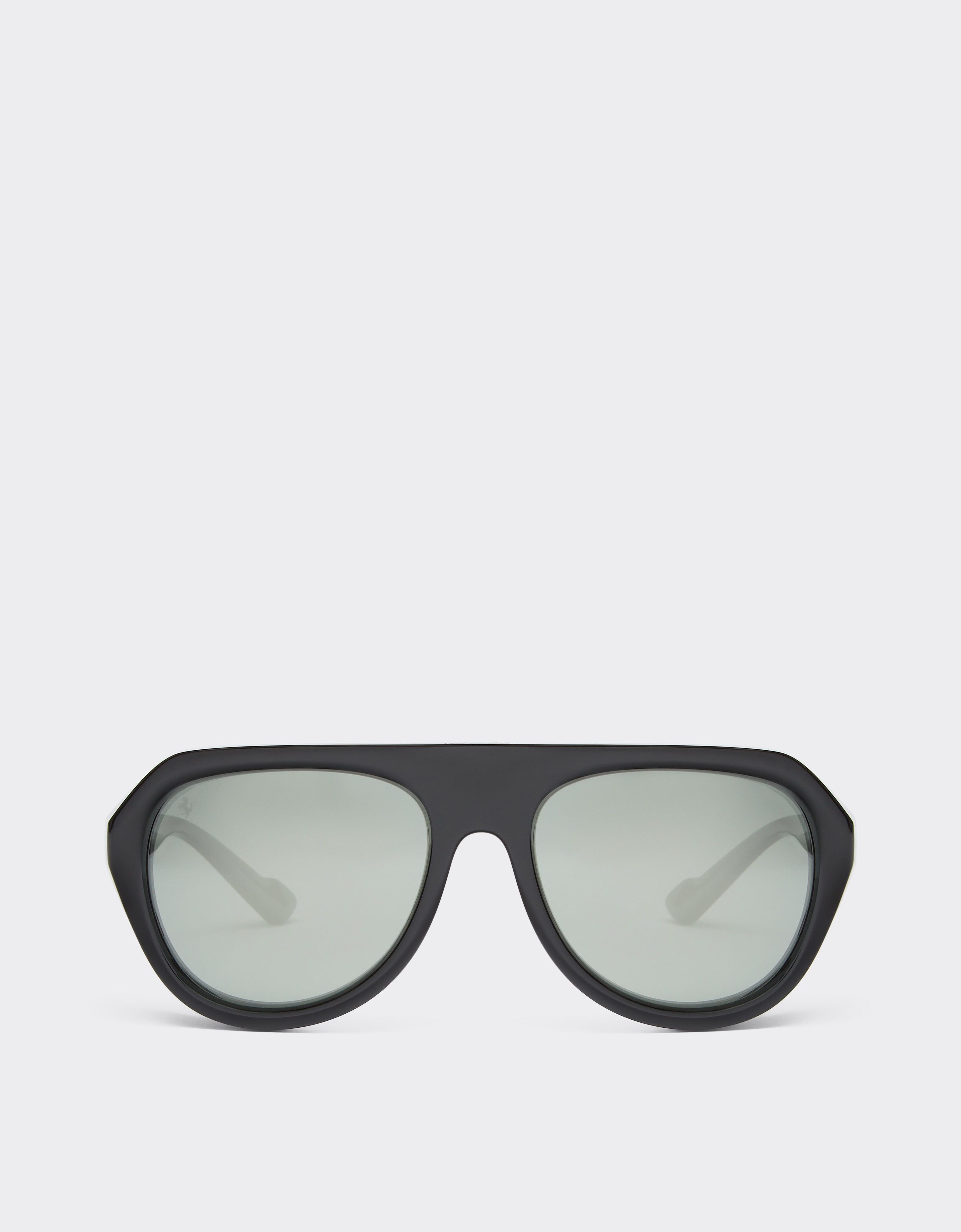 Ferrari Black Sunglasses With Leather Details And Polarised Mirror Lenses In Black