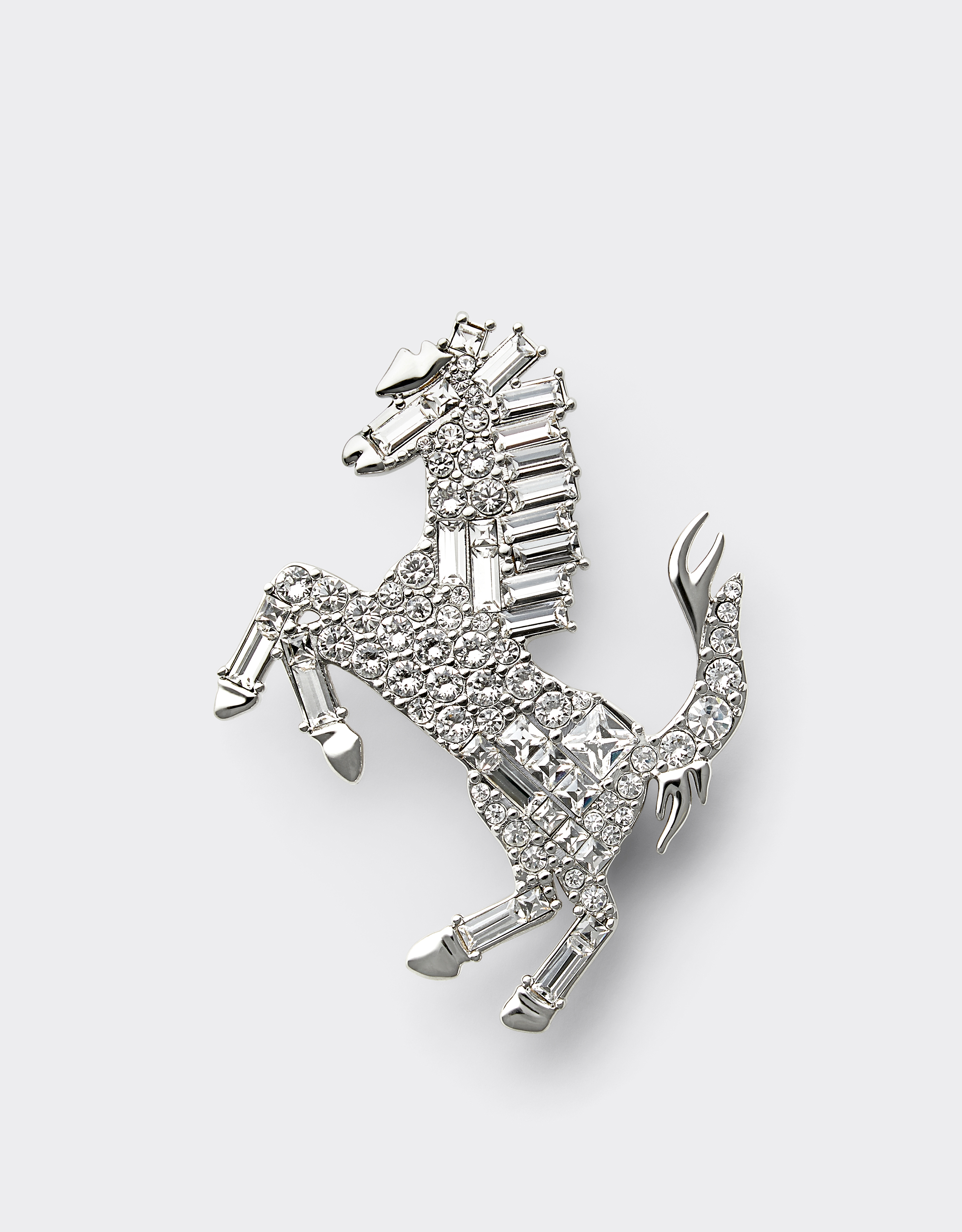 Ferrari Prancing Horse Rhinestone Brooch In Silver