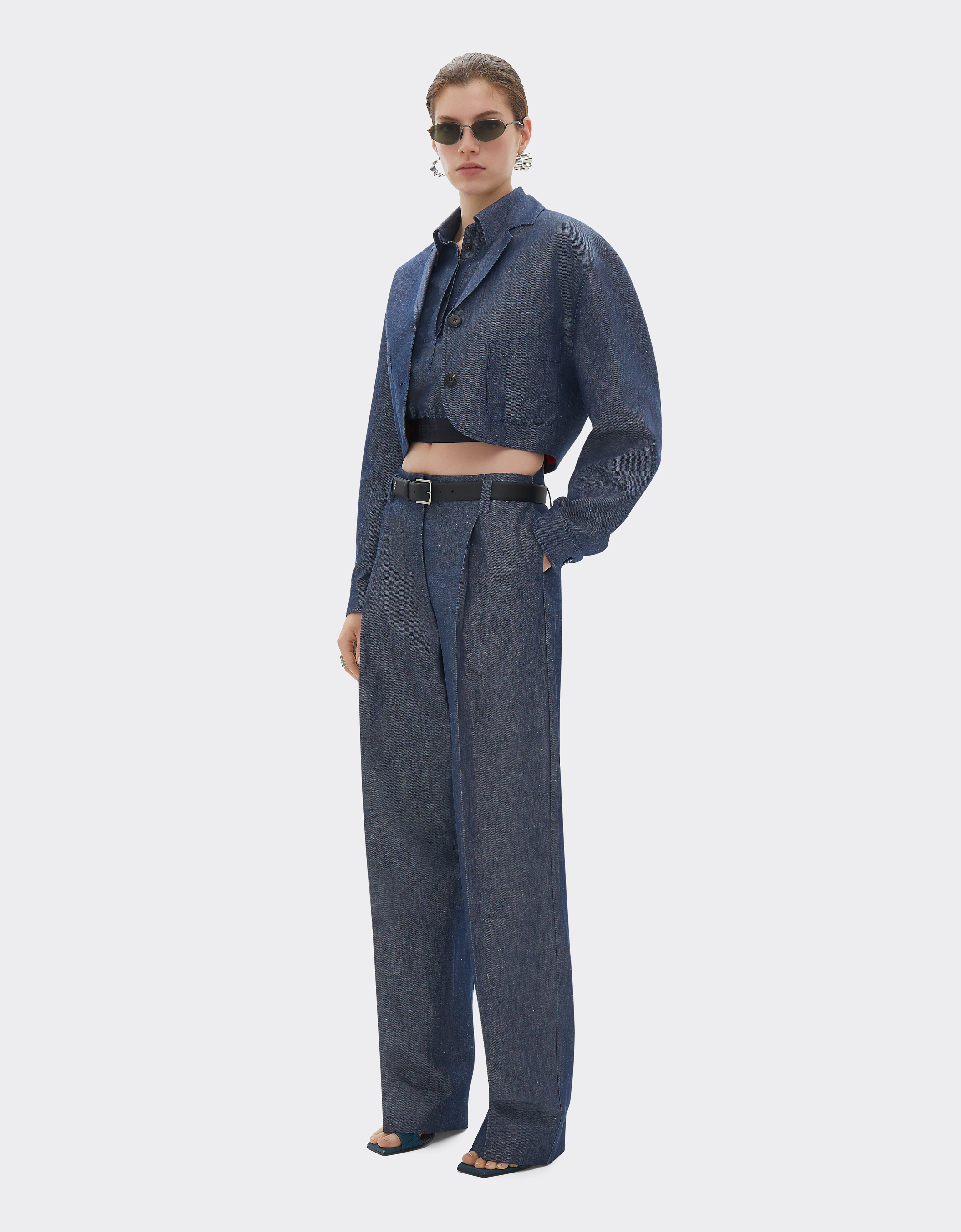 Ferrari Trousers In Denim Effect Tricotine