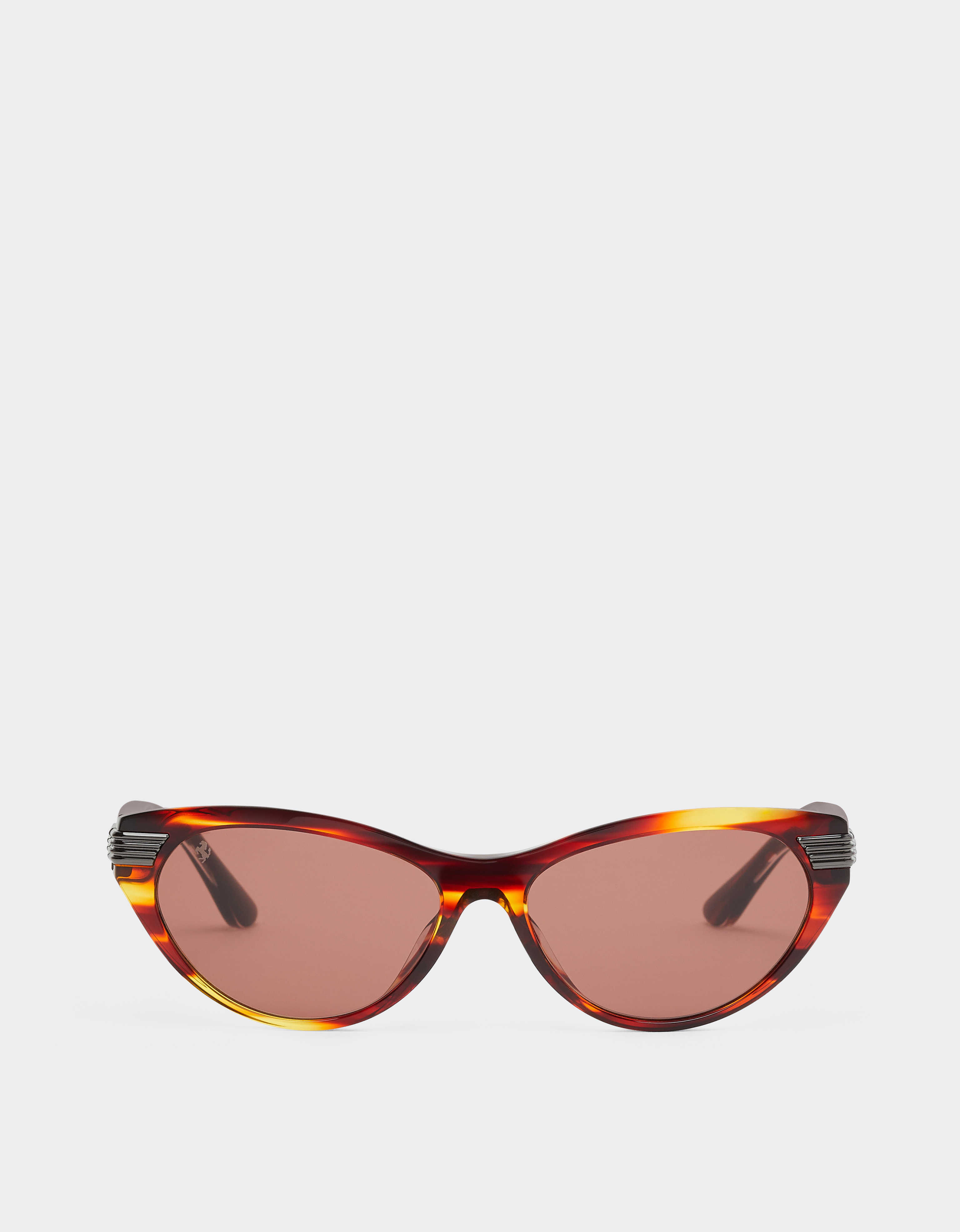 Ferrari Brown Striped Acetate Sunglasses With Brown Lenses In Brown