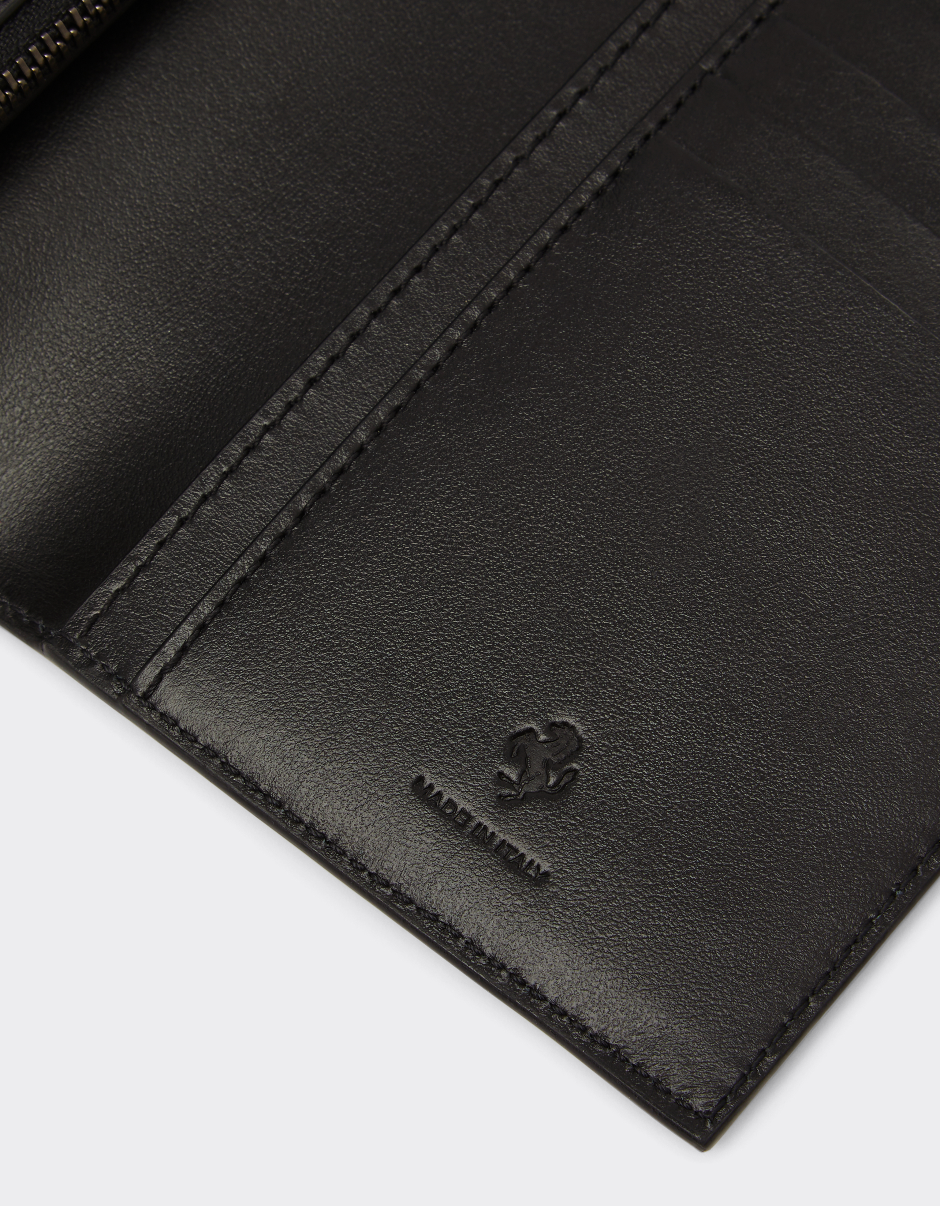 Ferrari Rectangular Card Holder In Smooth Leather In Black