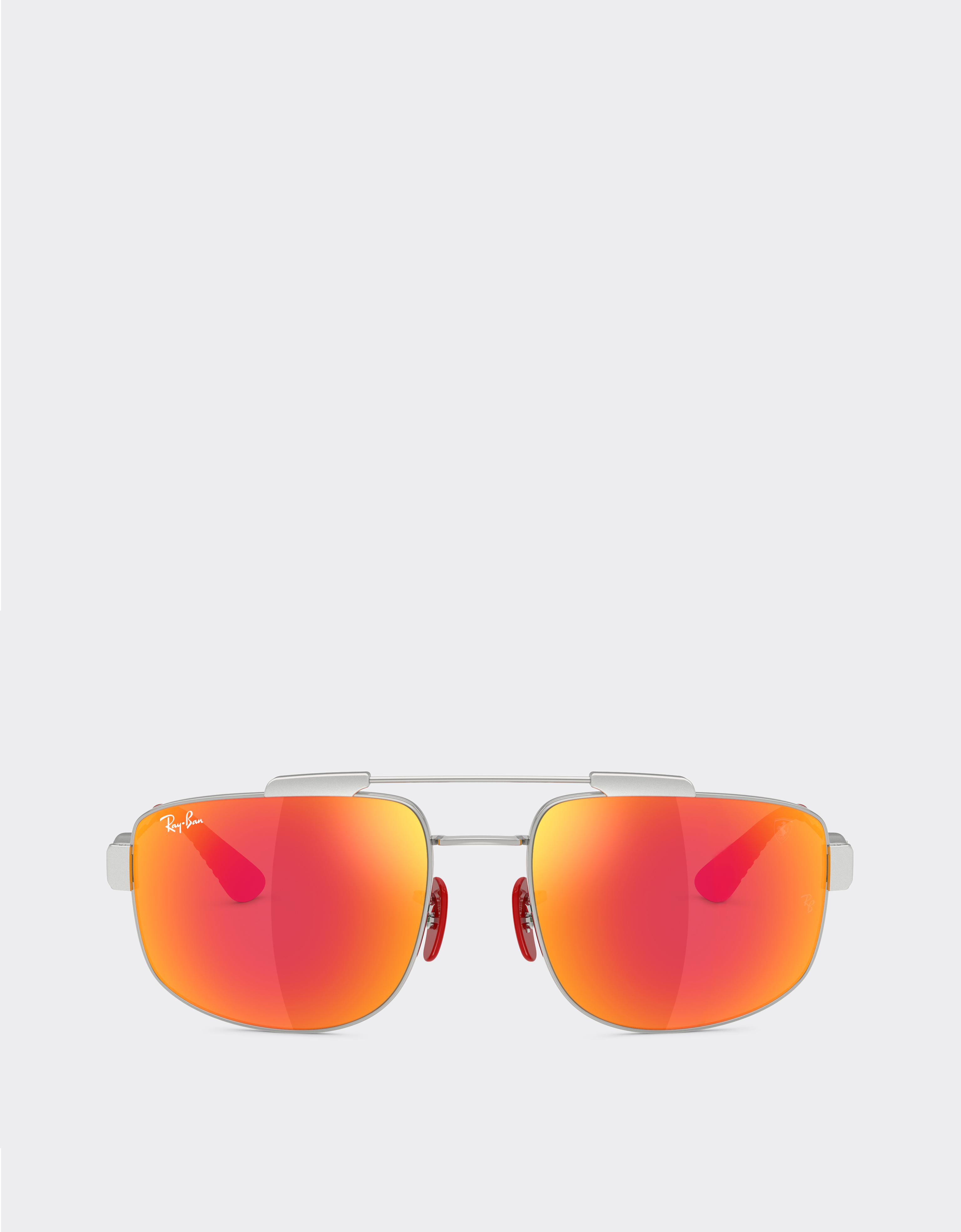 Ferrari Ray-ban For Scuderia  Rb3789m In Silver Metal With Red Mirrored Grey Lenses Special E In Orange