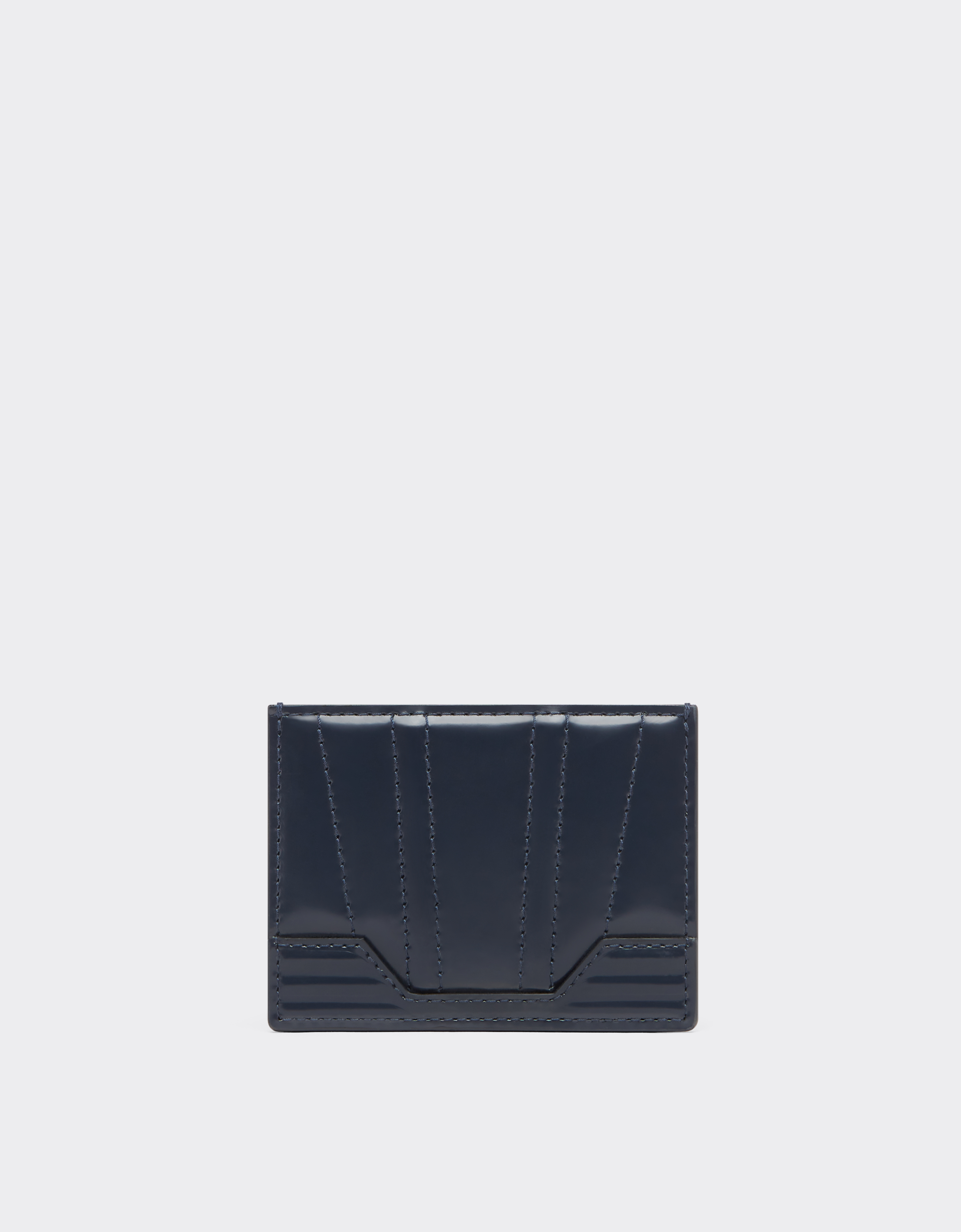 Ferrari Gt Card Holder In Brushed Leather In Navy