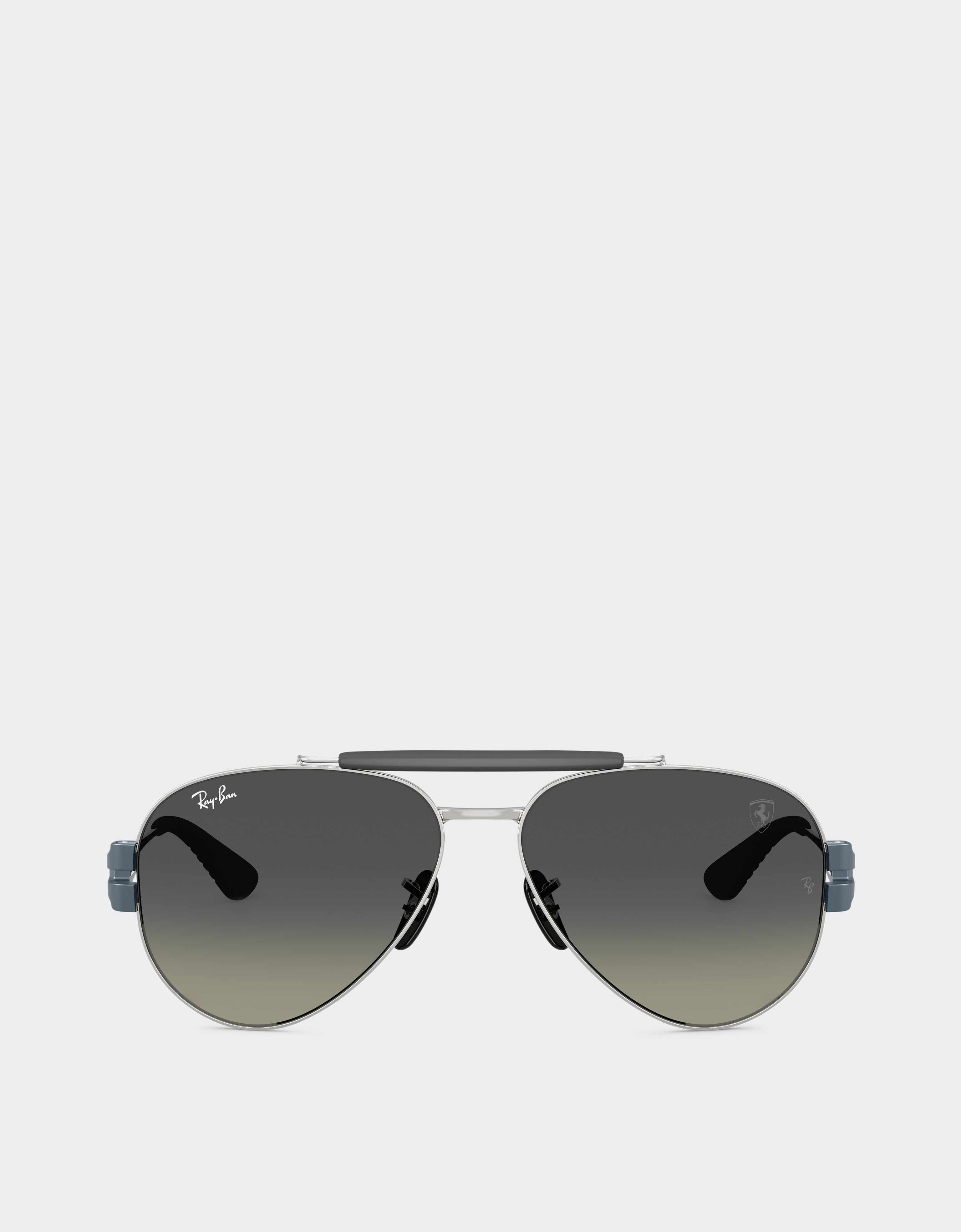 Ferrari Ray-ban For Scuderia Rb3762m In Silver-tone And Matt Light Blue Metal With Gradient