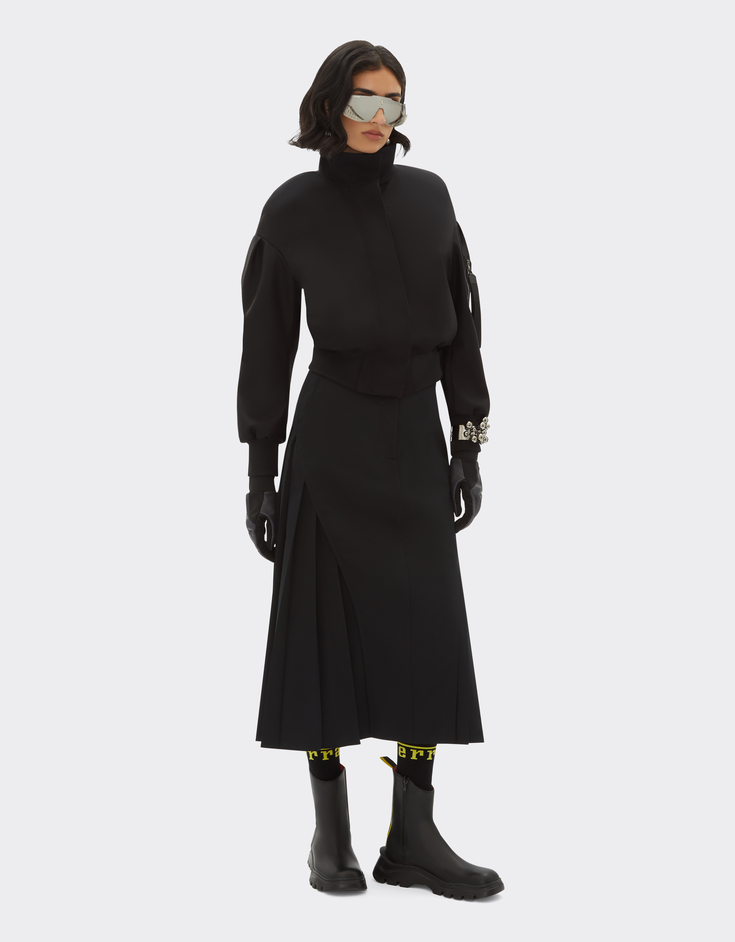 FERRARI FERRARI BOMBER JACKET IN WOOL, NYLON AND CASHMERE WITH 3D GROSGRAIN TAPING