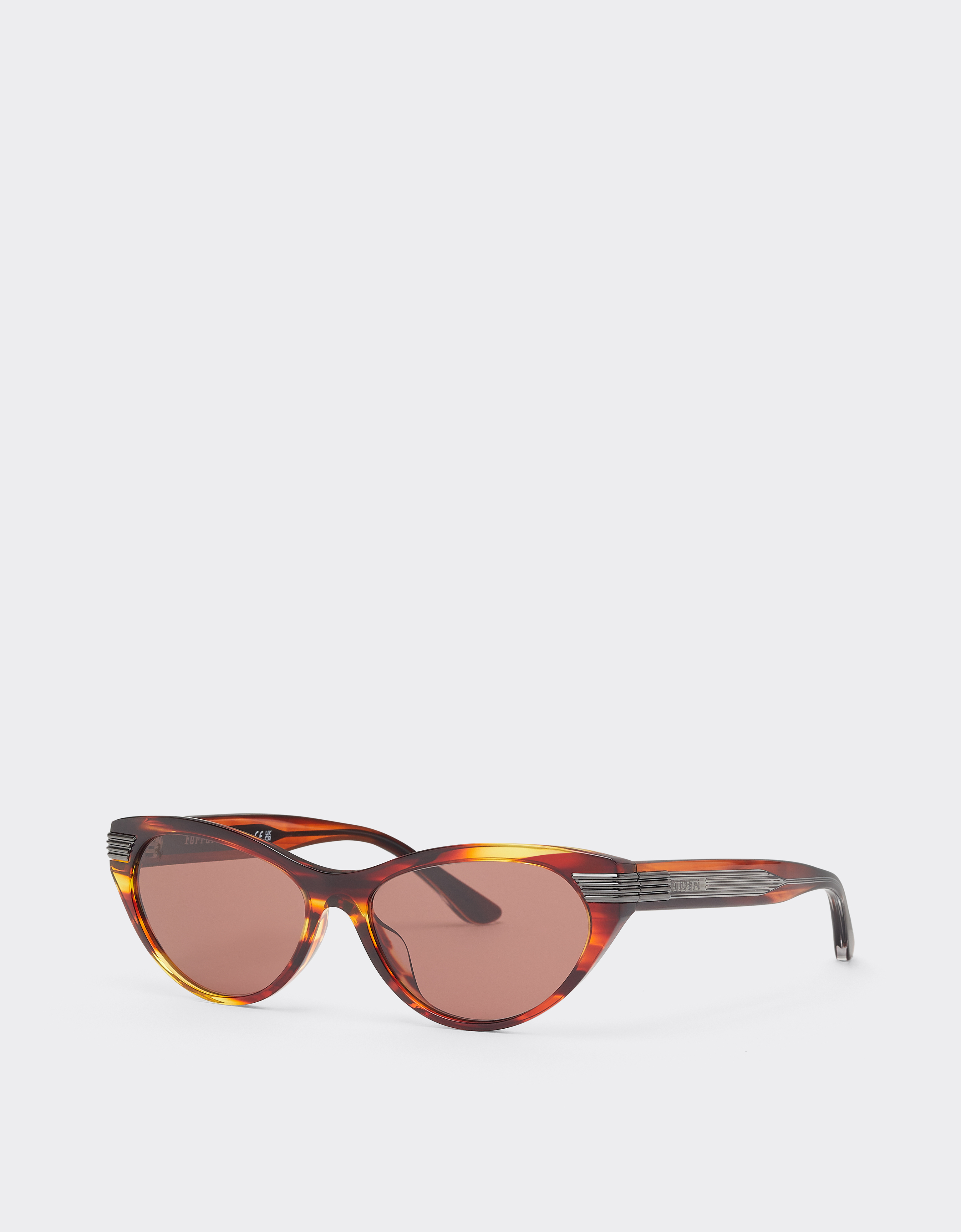 Ferrari Brown Striped Acetate Sunglasses With Brown Lenses In Brown