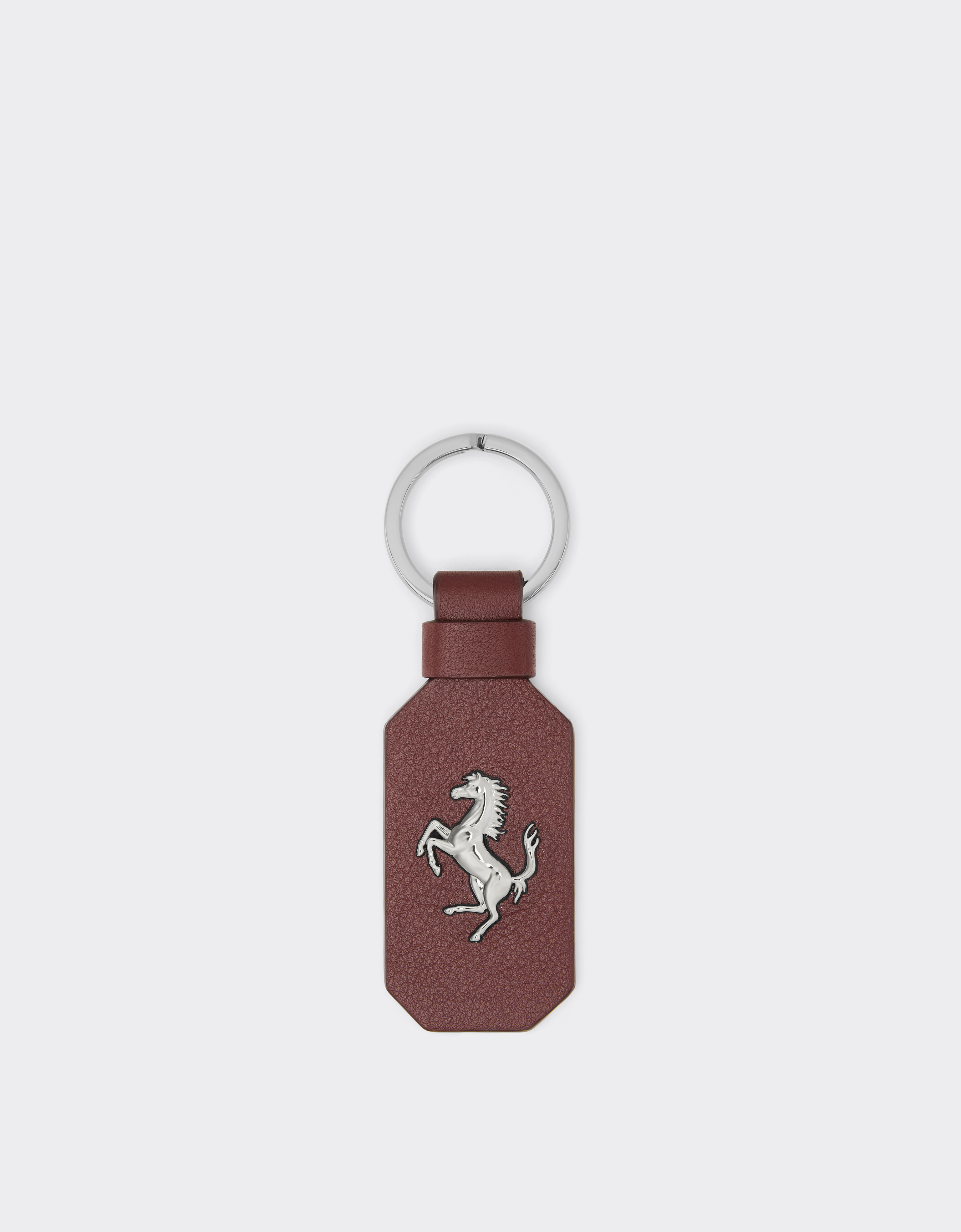 Ferrari Men's Espresso Leather Keychain With Prancing Horse - Keychains Os