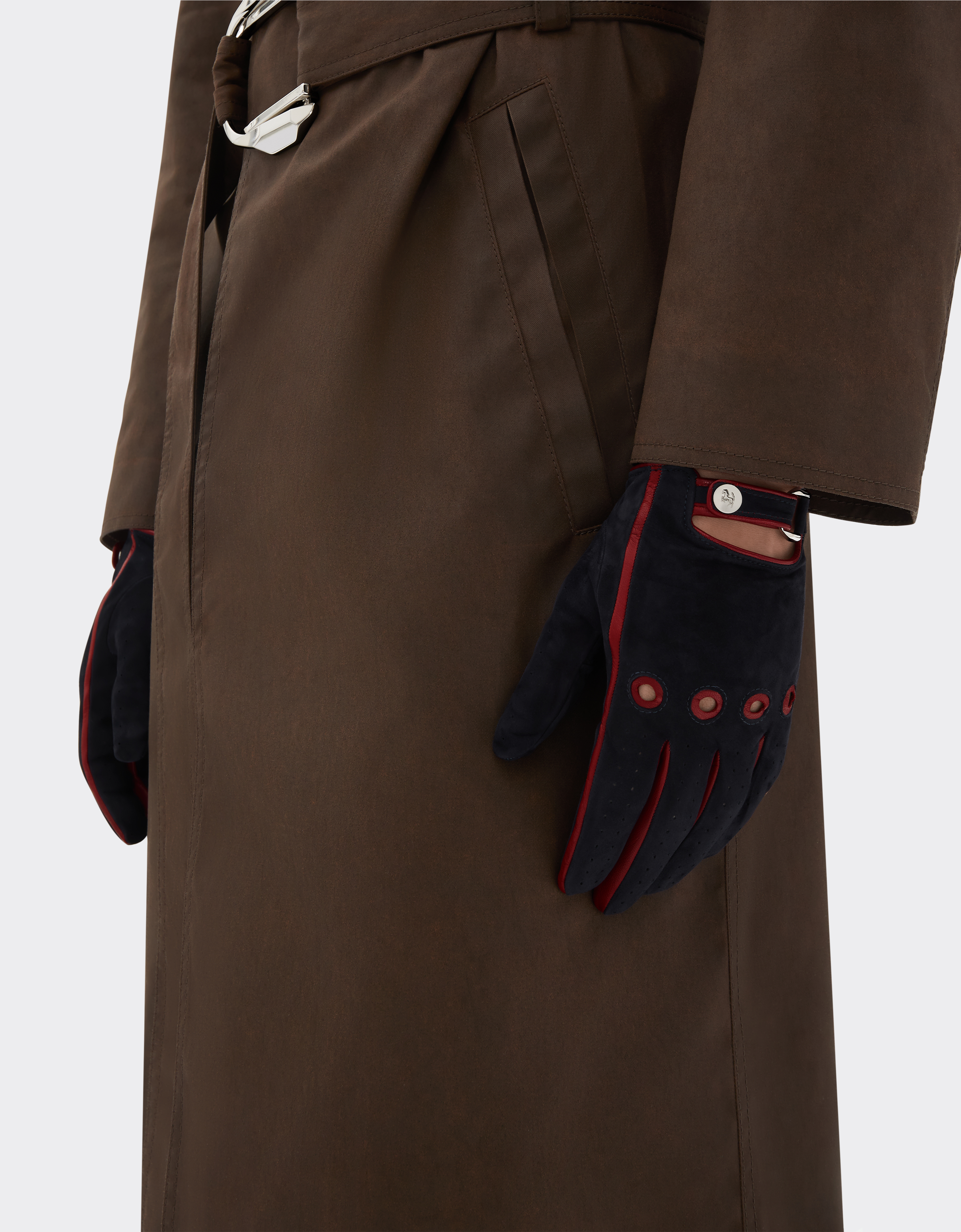 Ferrari Suede Driving Gloves In Blue