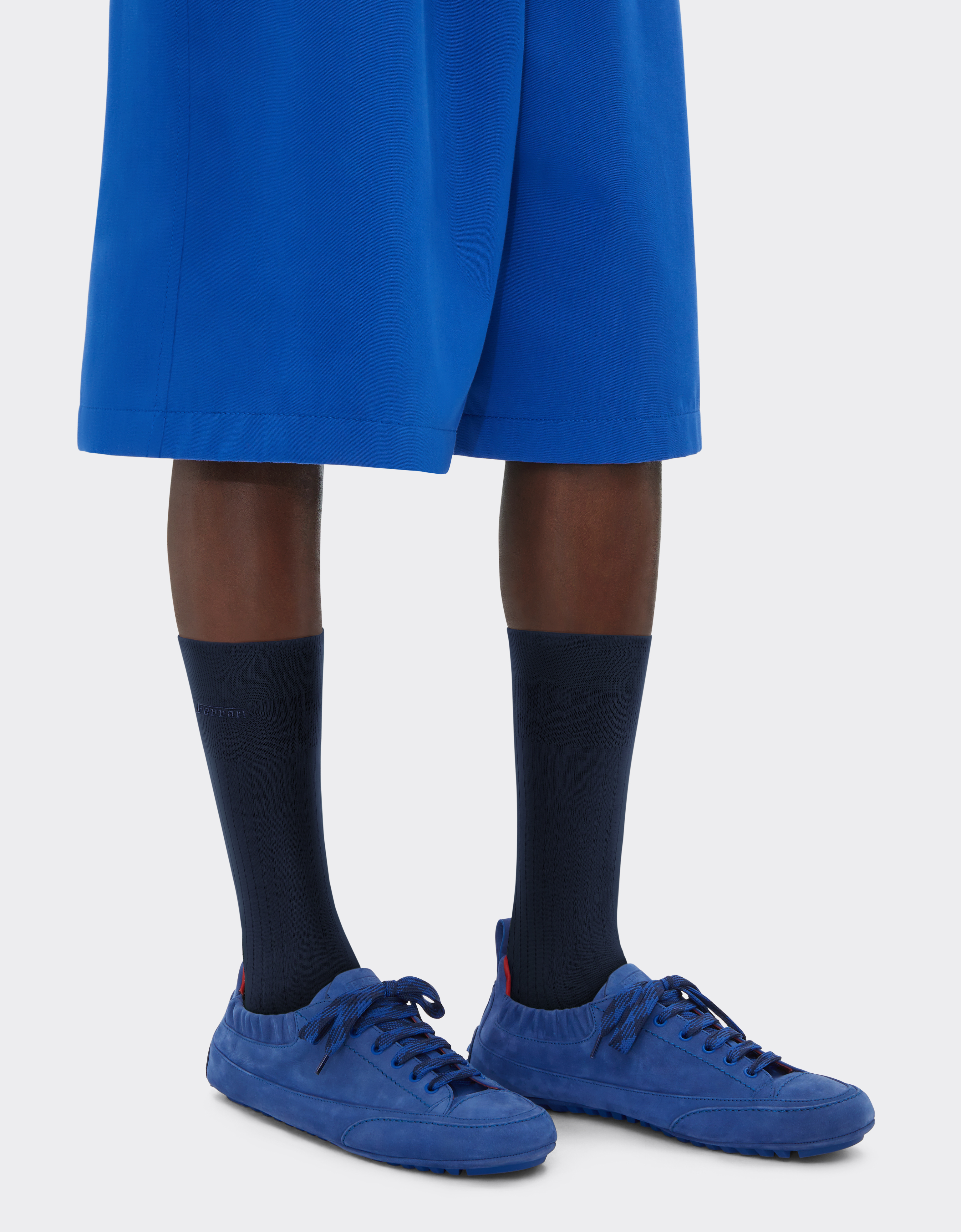 Ferrari Lisle Thread Knee-high Socks With Logo In Navy