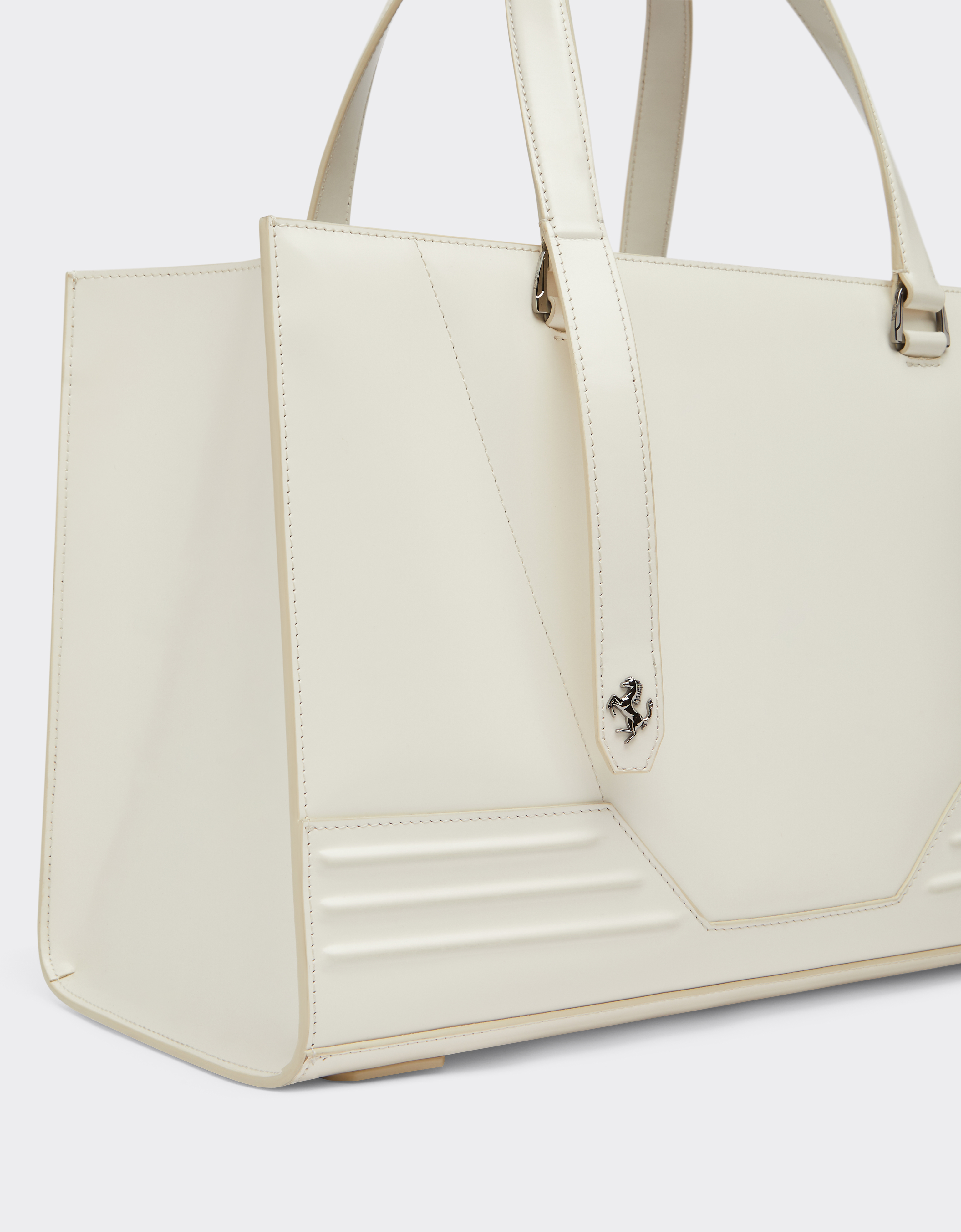 Ferrari Gt Brushed Leather Tote Bag In Ivory