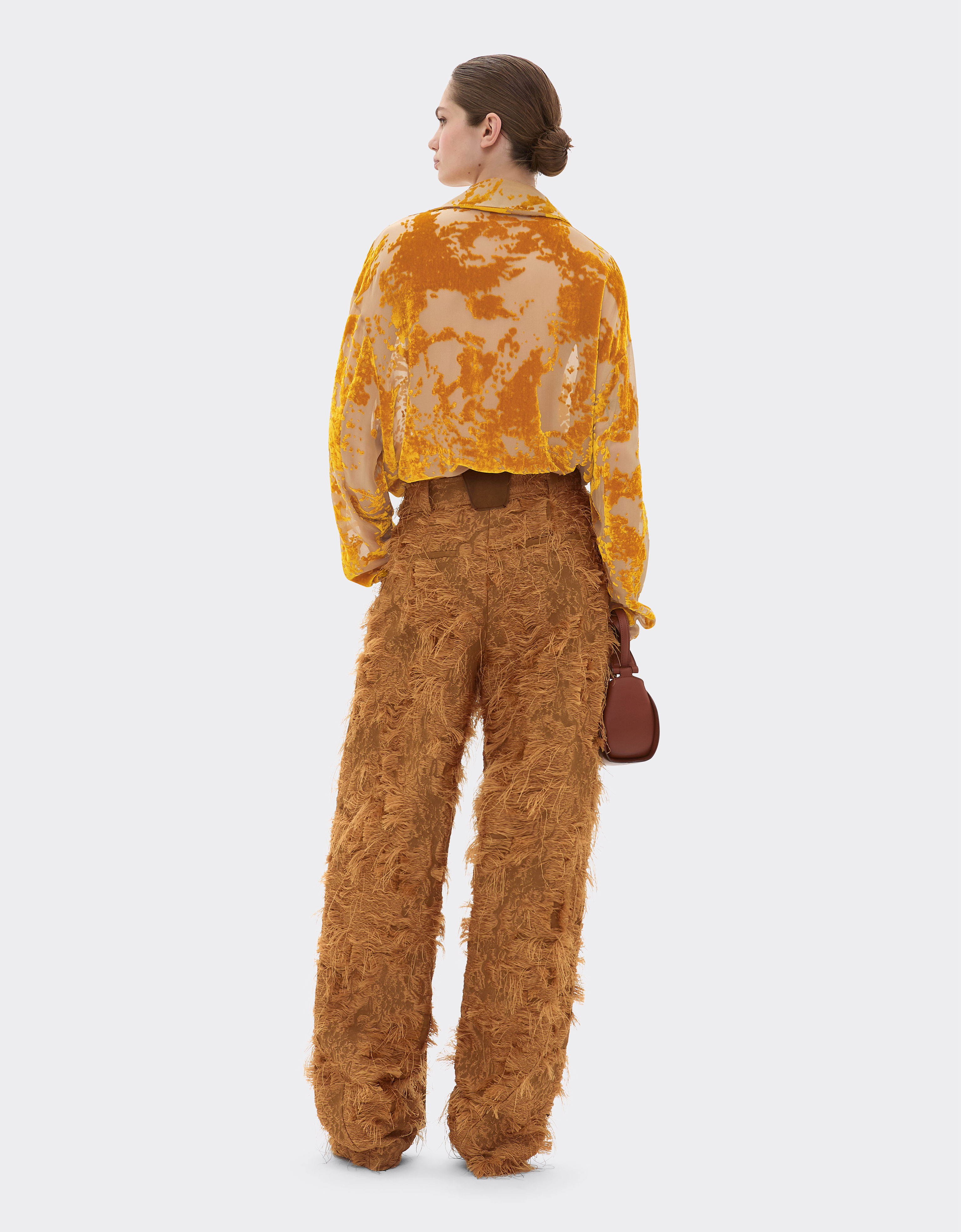 Ferrari Silk Velvet Shirt With Dévoré Print In Gold
