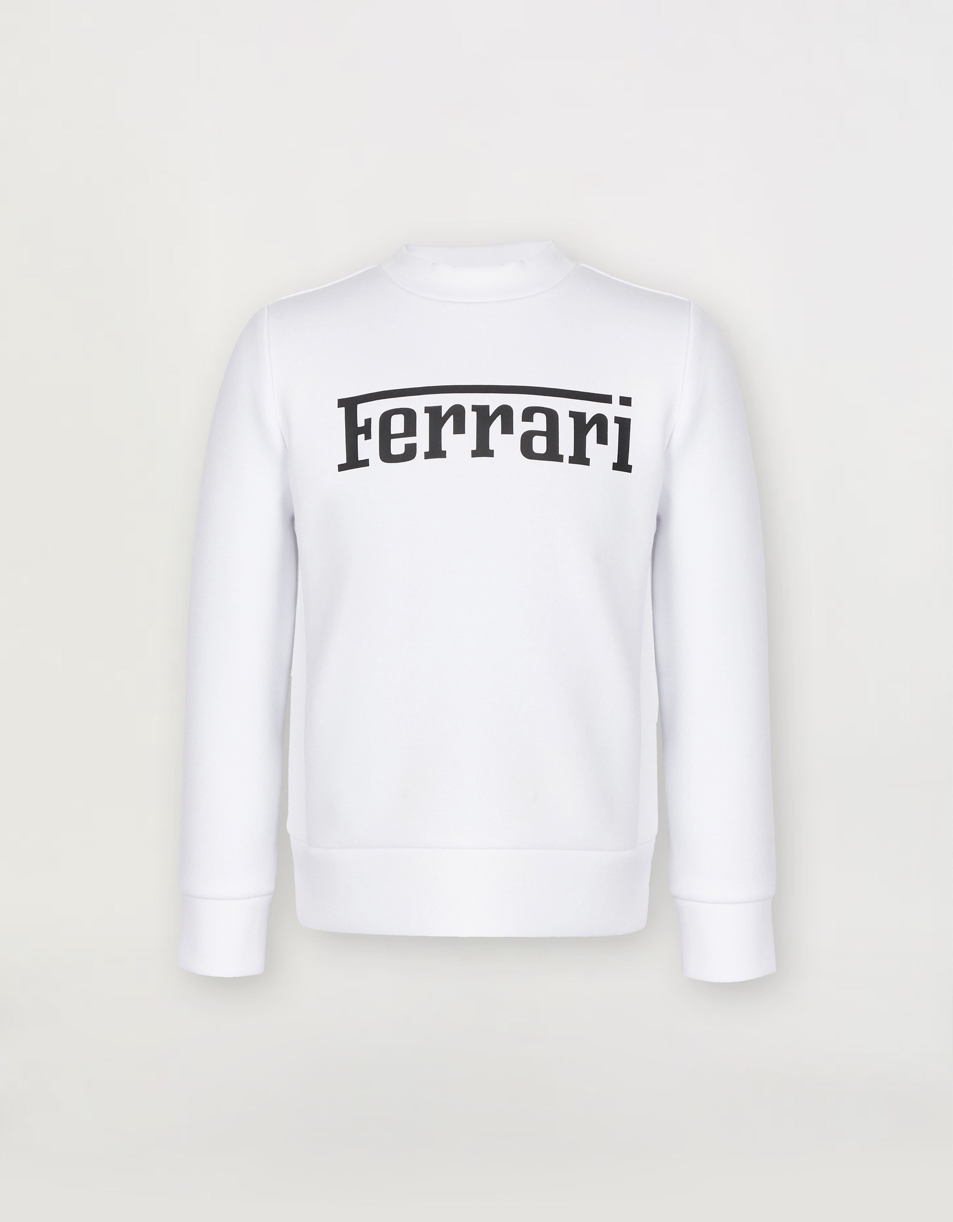 Ferrari Children's Sweatshirt In Recycled Scuba Fabric With Large  Logo In Optical White