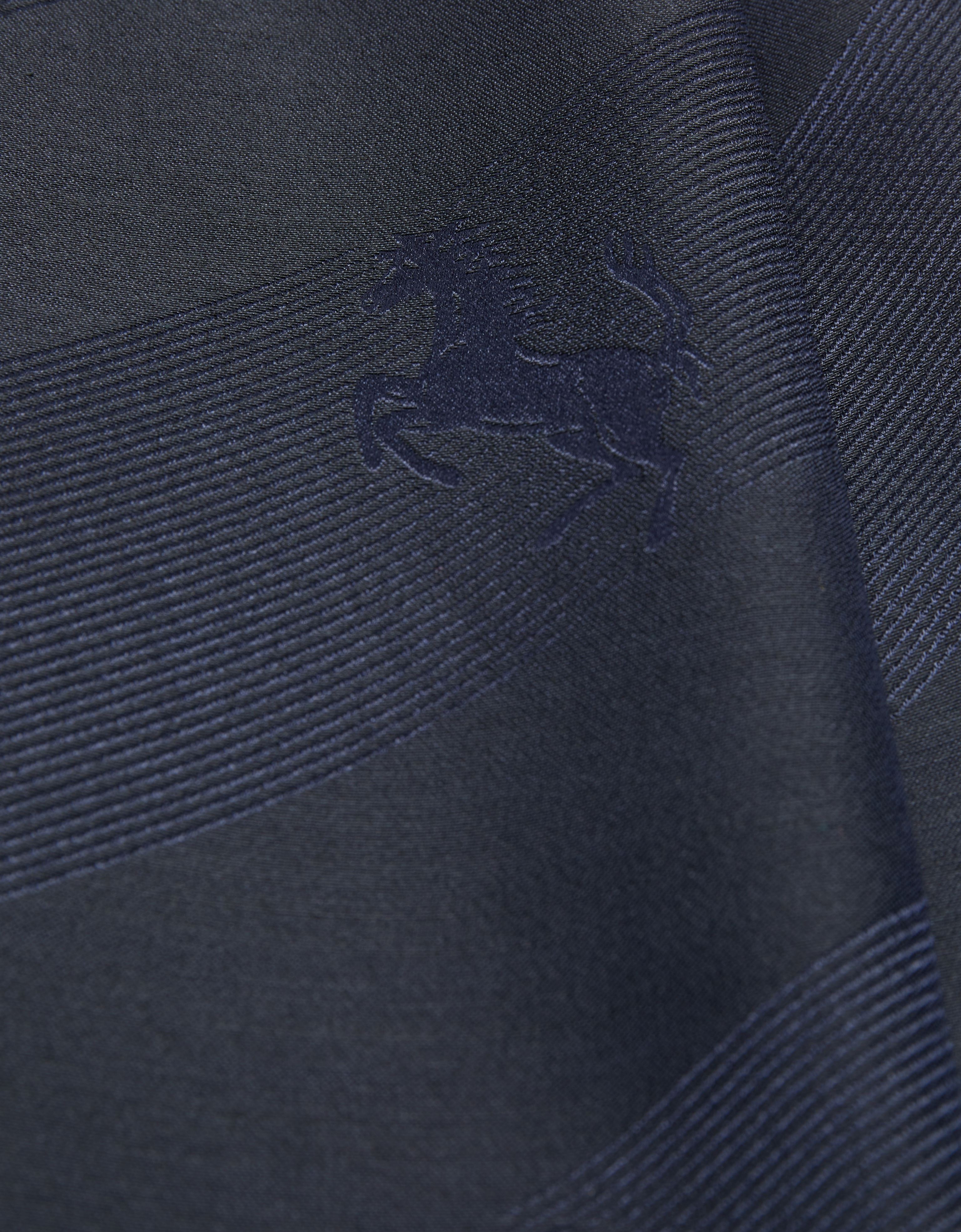 Shop Ferrari Wool And Silk Scarf With Prancing Horse Motif In Navy