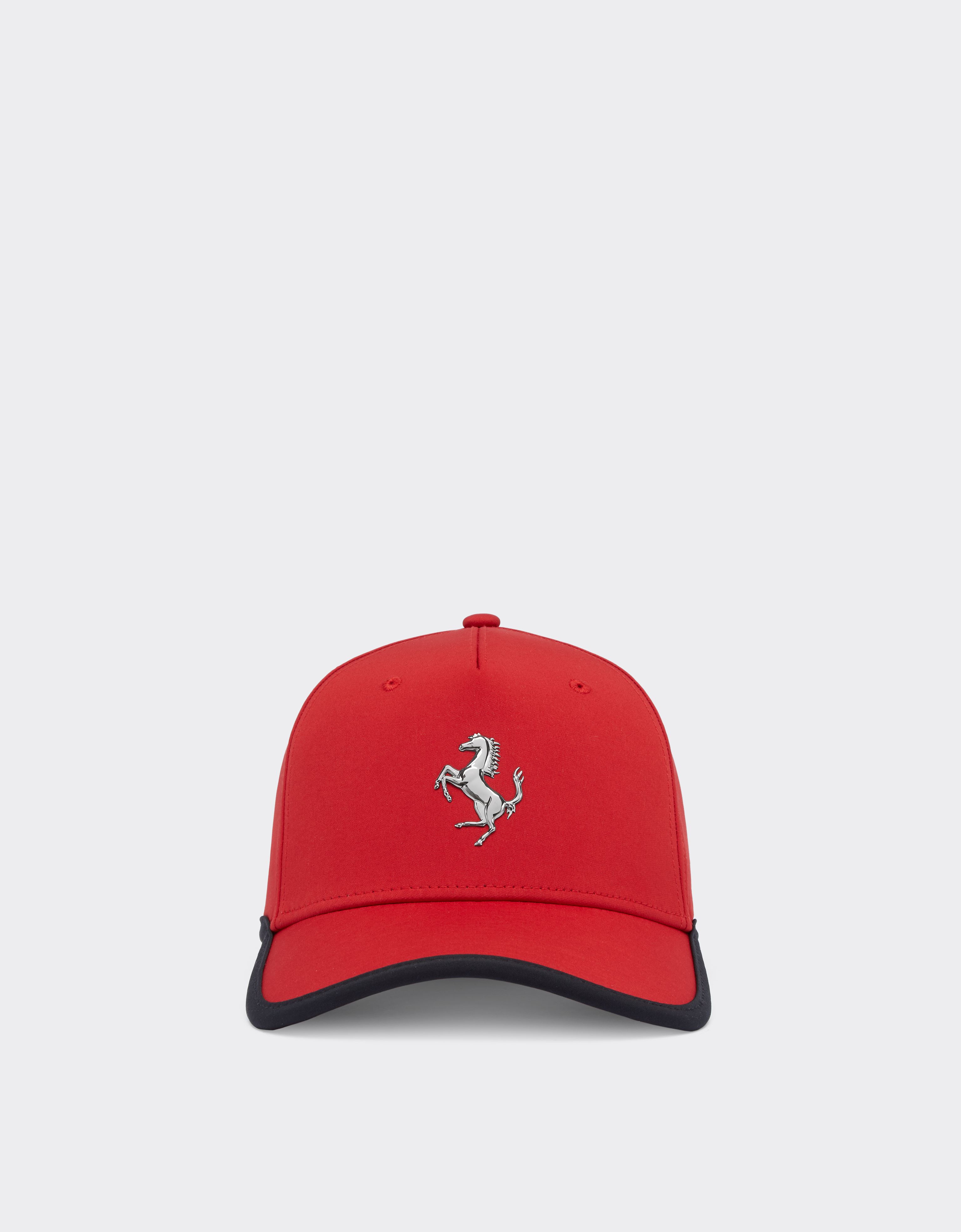 Ferrari Baseball Cap With Metal Prancing Horse In Red