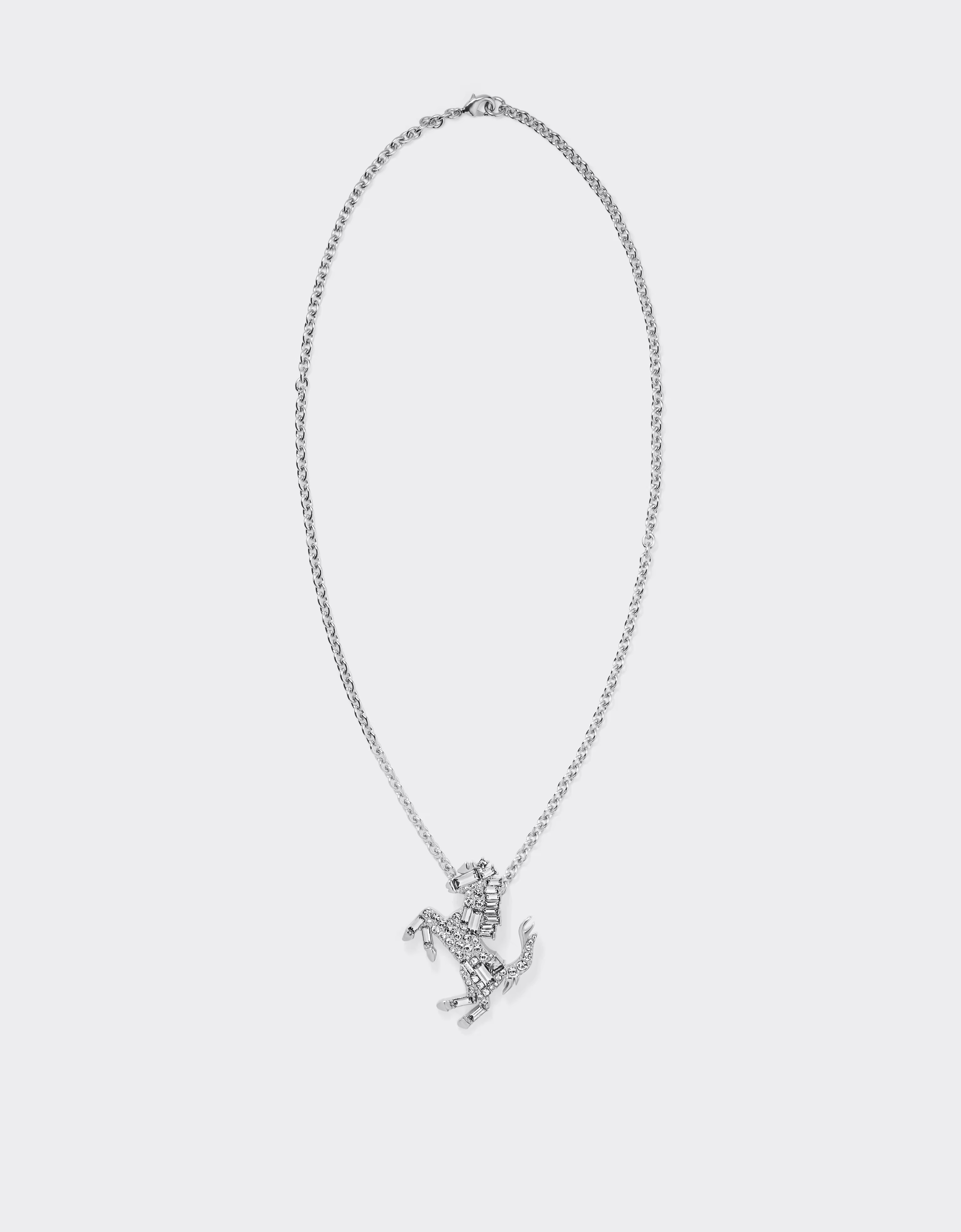 Ferrari Prancing Horse Rhinestone Necklace In Gray