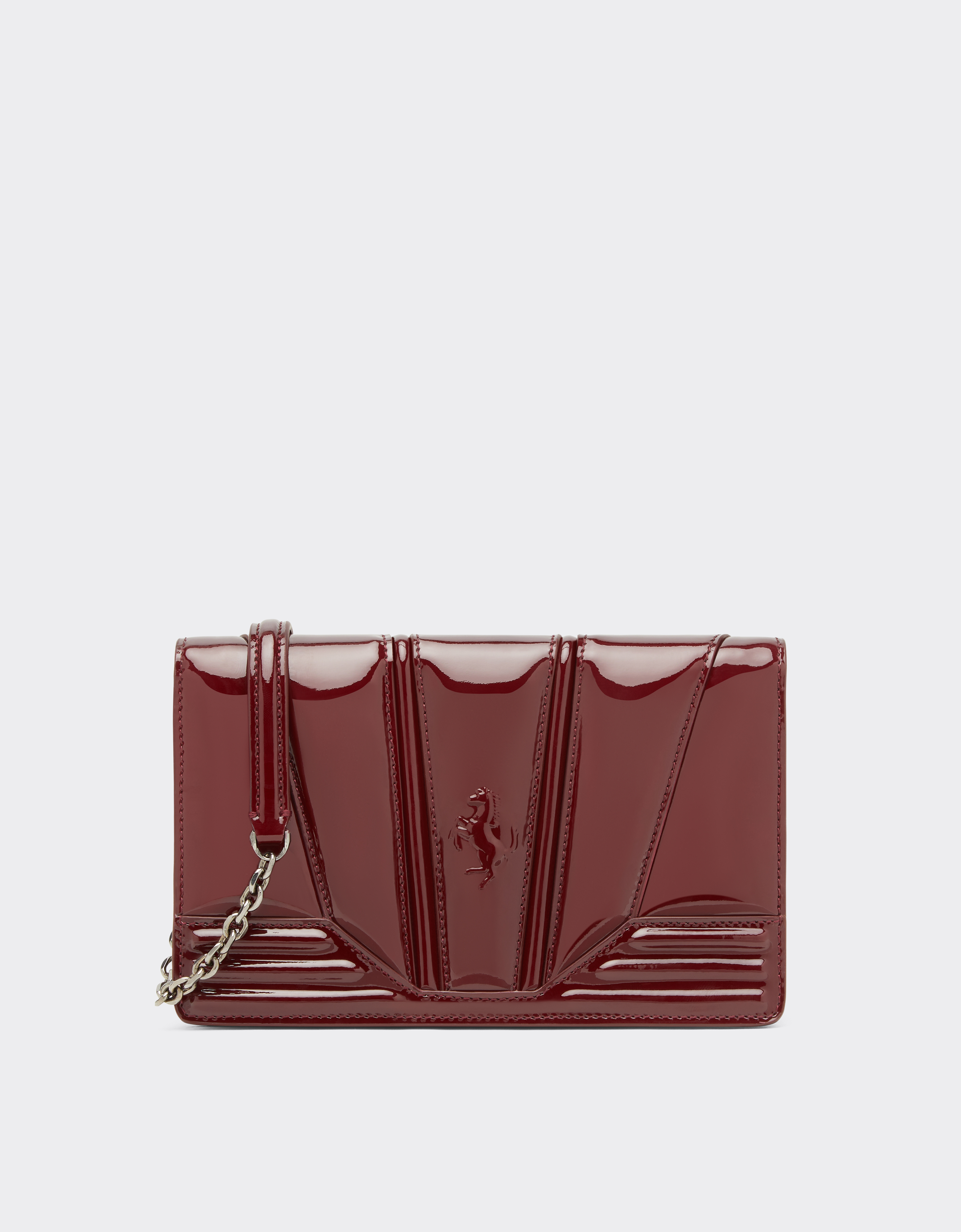 Shop Ferrari Wallet On Chain Gt Bag In Patent Leather In Burgundy