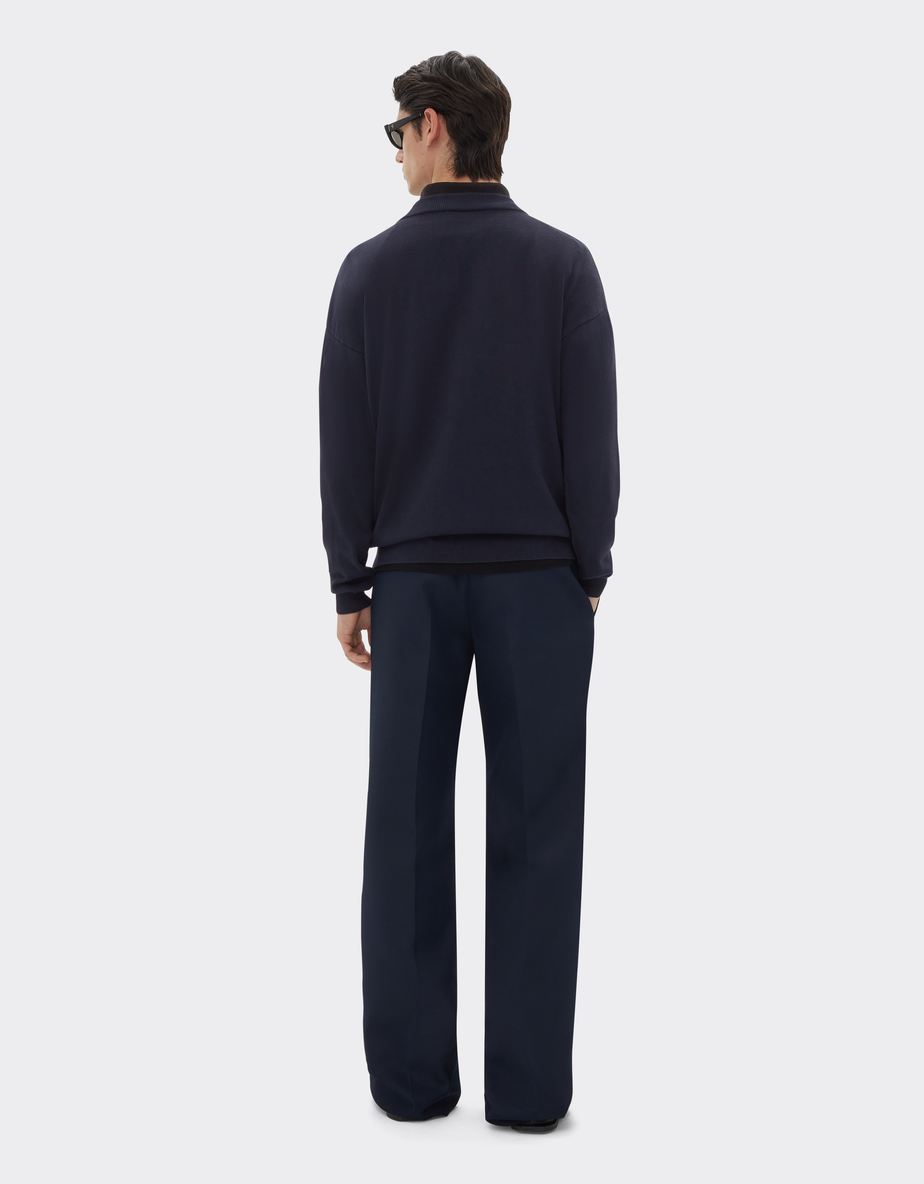 Ferrari Cotton And Silk Sweatshirt With  Logo In Navy