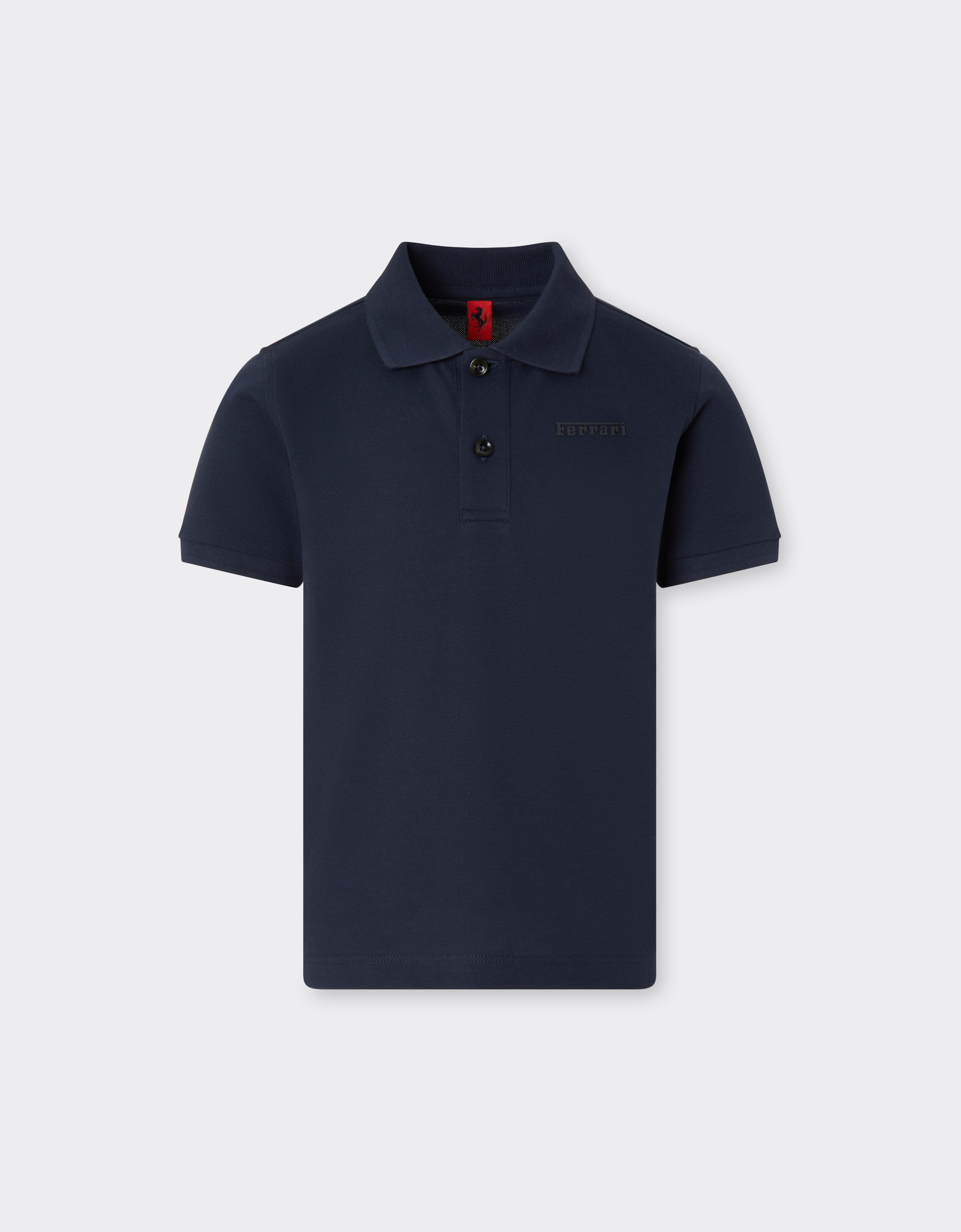 Ferrari Men's Navy Organic Cotton Polo Shirt With Logo - Polos 10Y