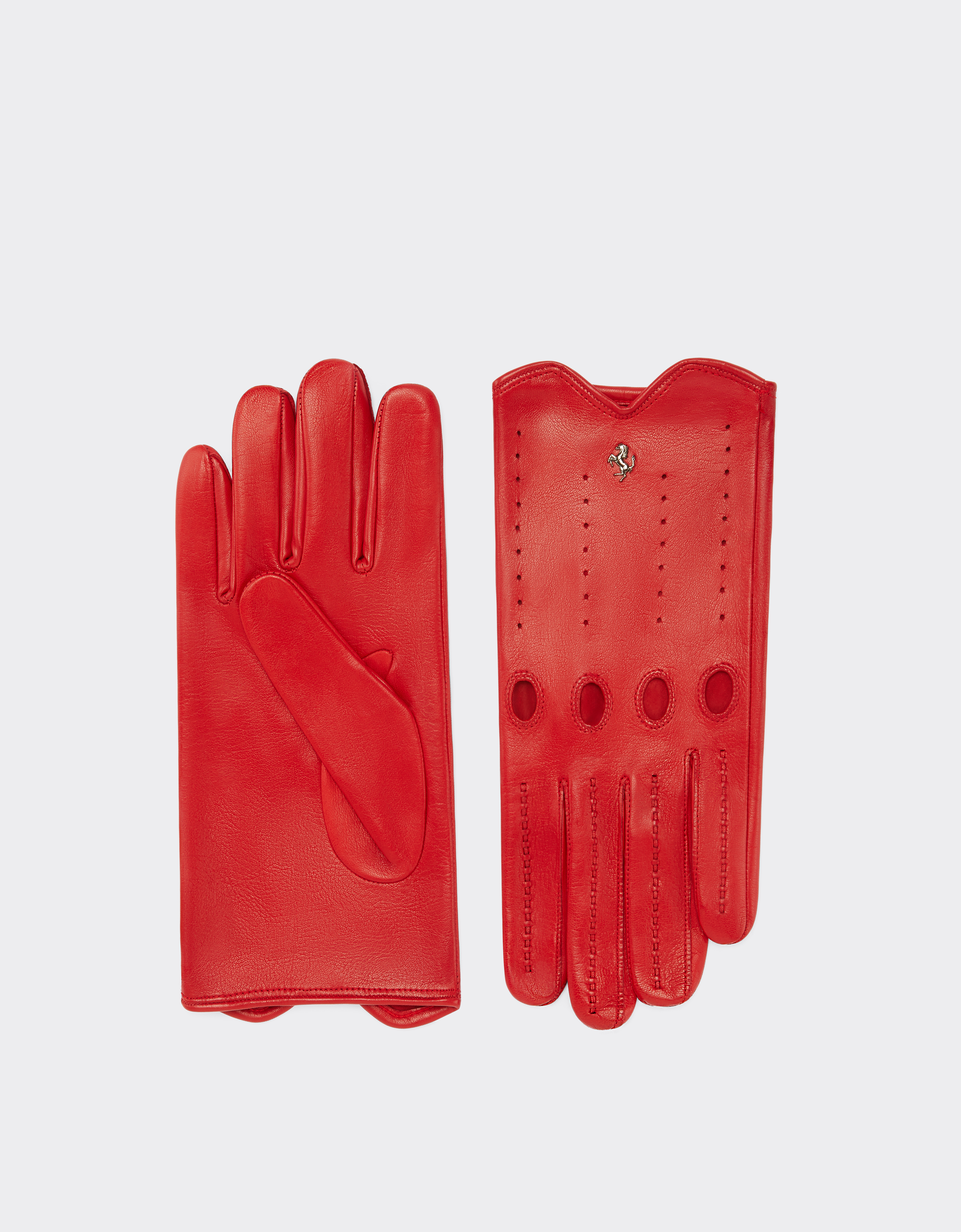 Nappa leather driving gloves in Rosso Corsa Ferrari