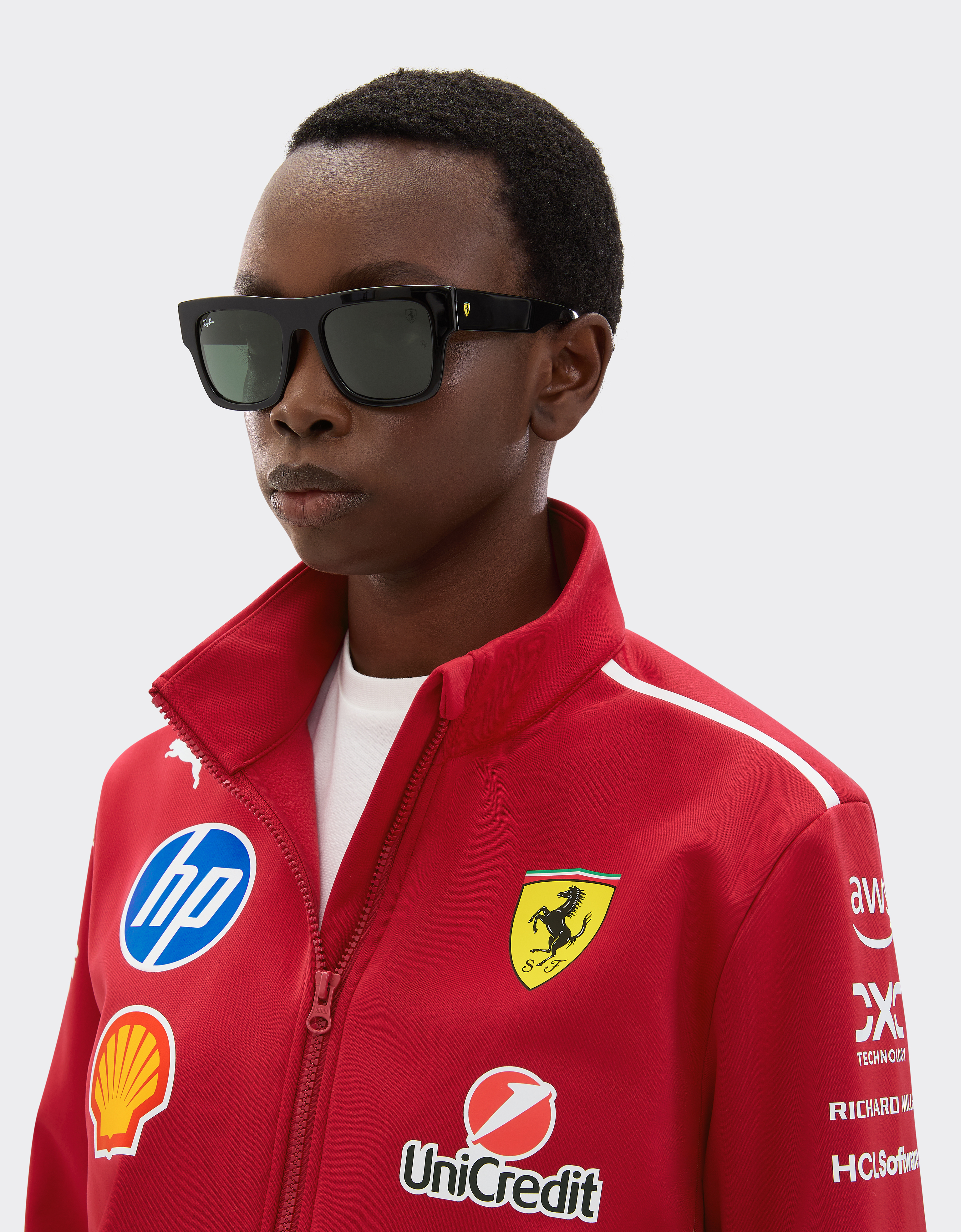 Ferrari Ray-ban For Scuderia  Rb2217m In Black Acetate With Dark Green Lenses In Black