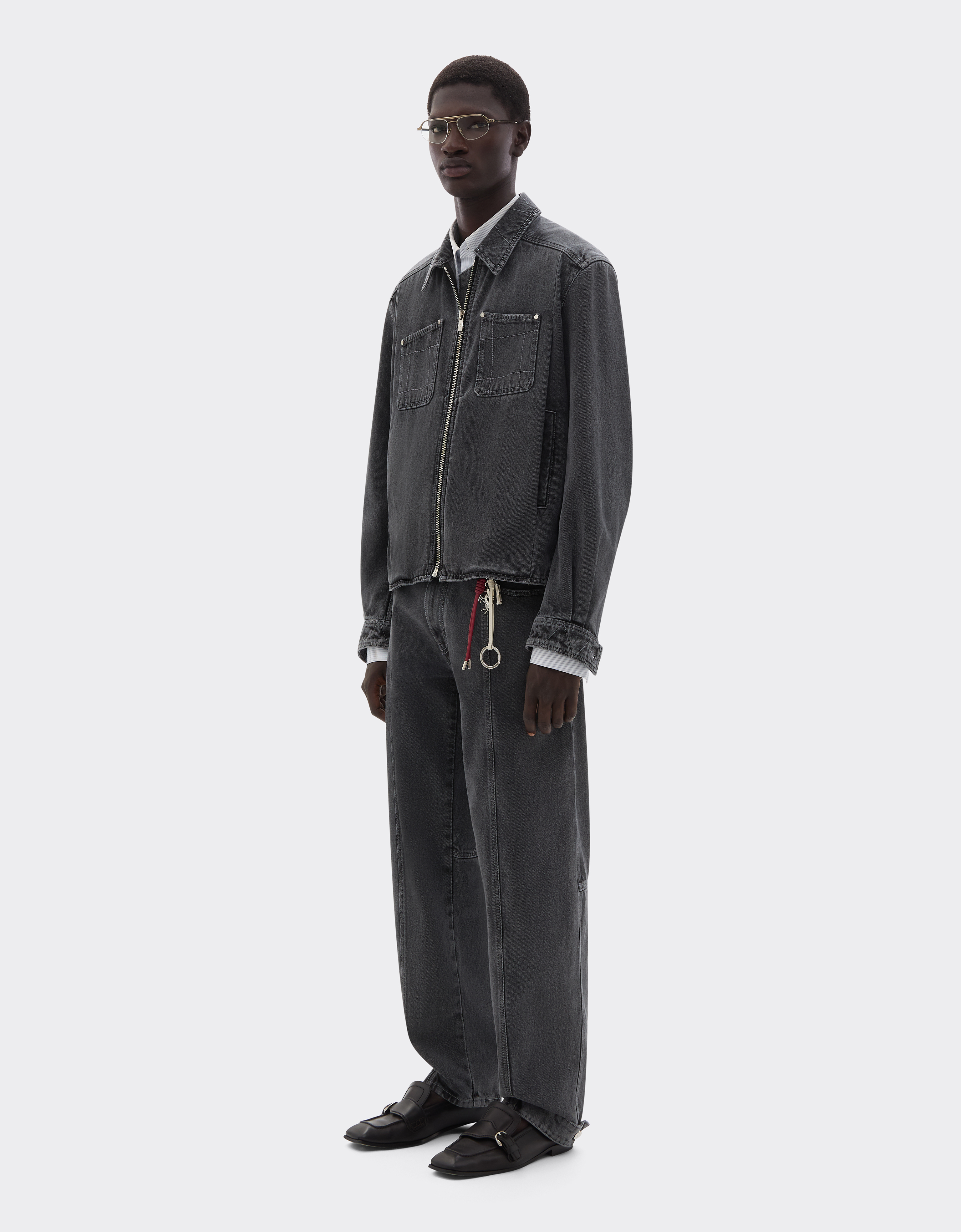 Ferrari Dark Marbled Denim Trousers In Gray