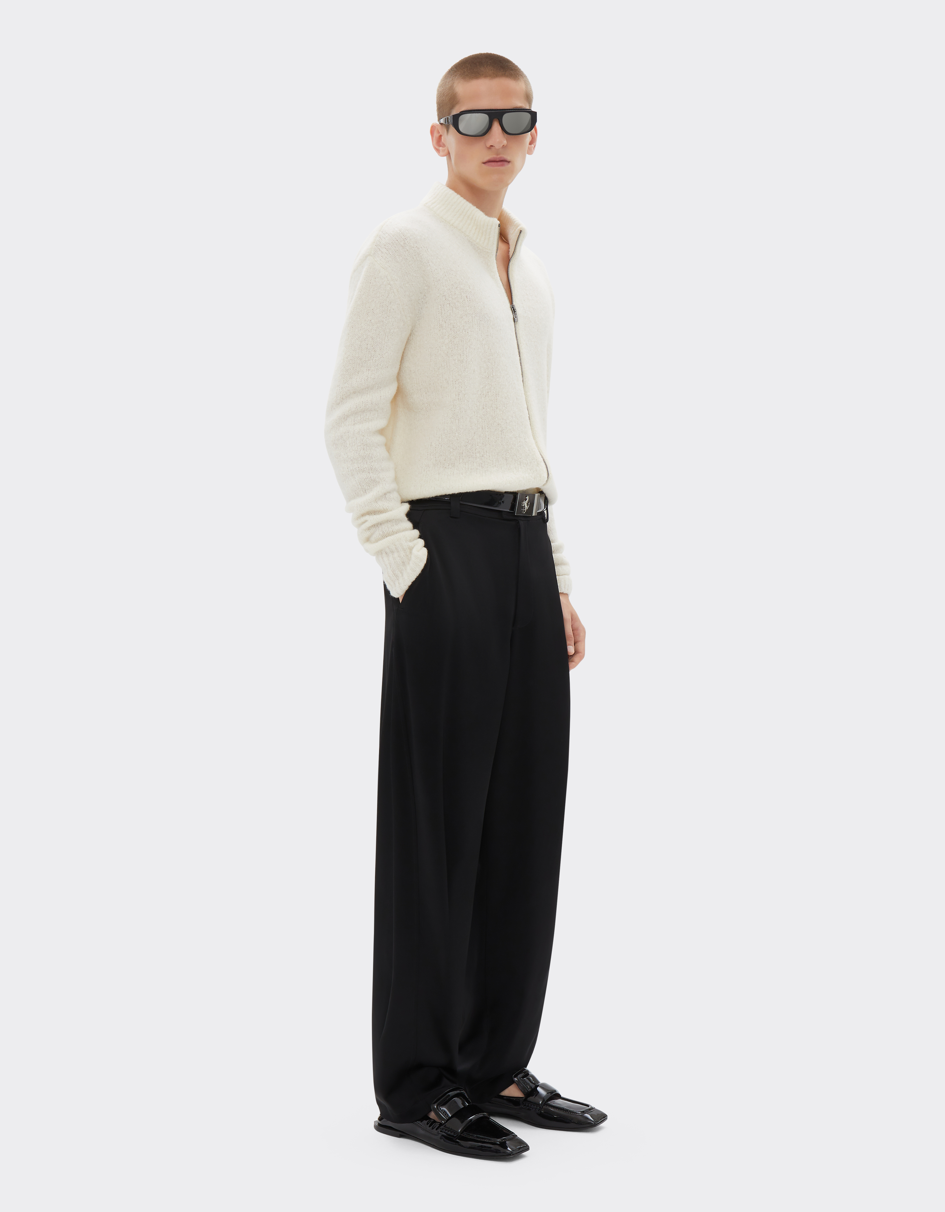 Ferrari Cashmere And Merino Wool Zipped Cardigan In Ivory