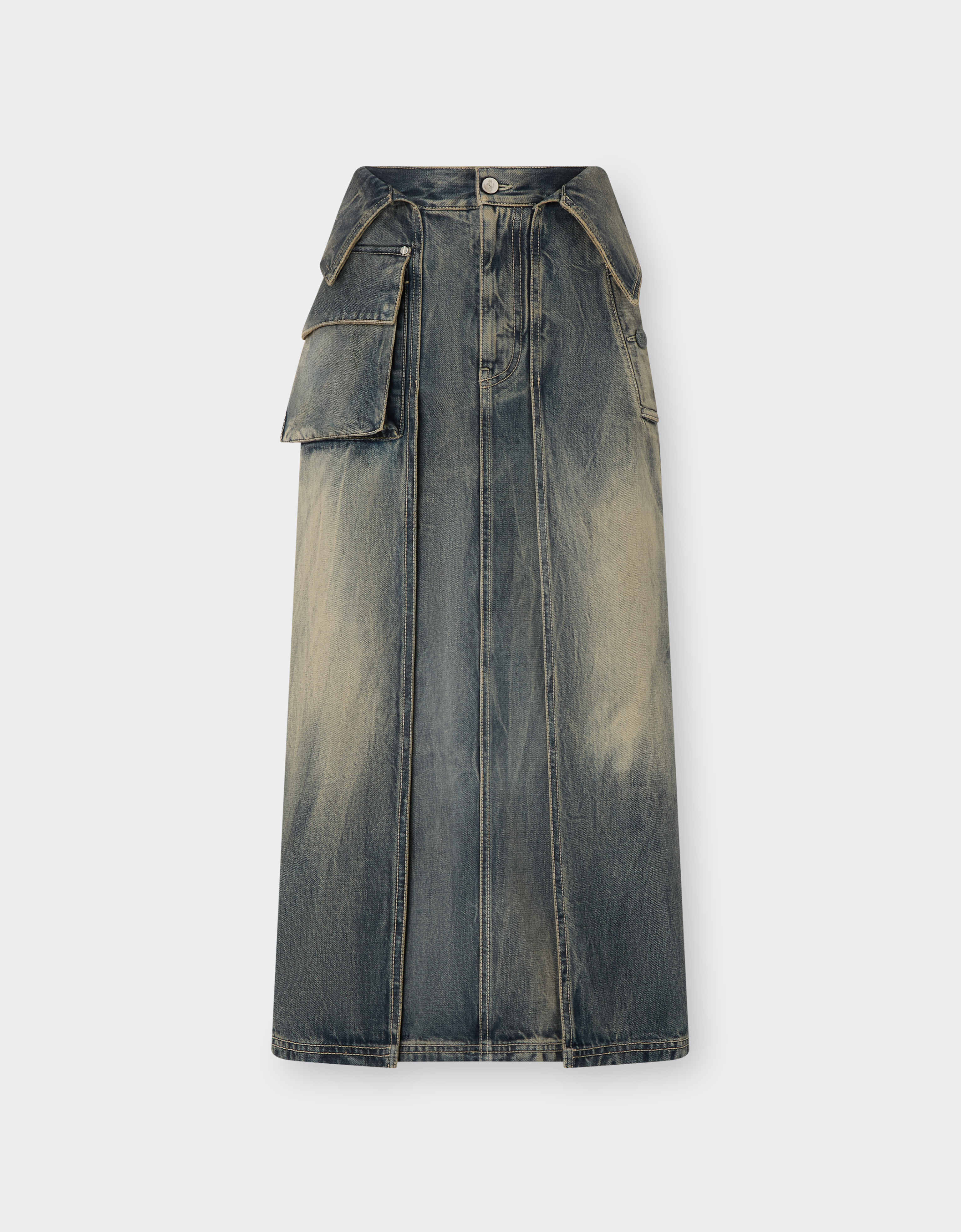 Ferrari Women's Blu Denim Acid-Washed Denim Midi Skirt - Skirts 28