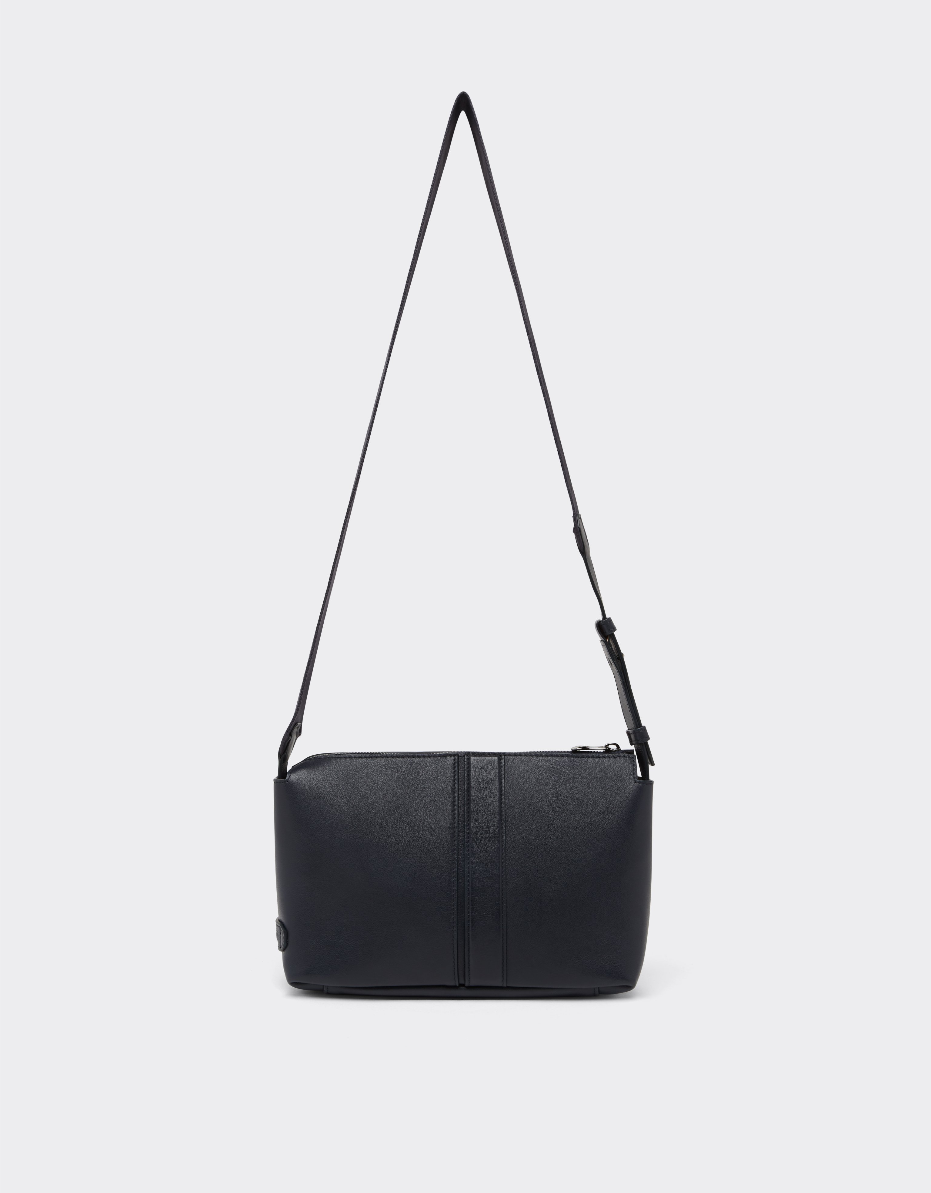 Ferrari Duffle Bag In Tumbled Leather In Navy