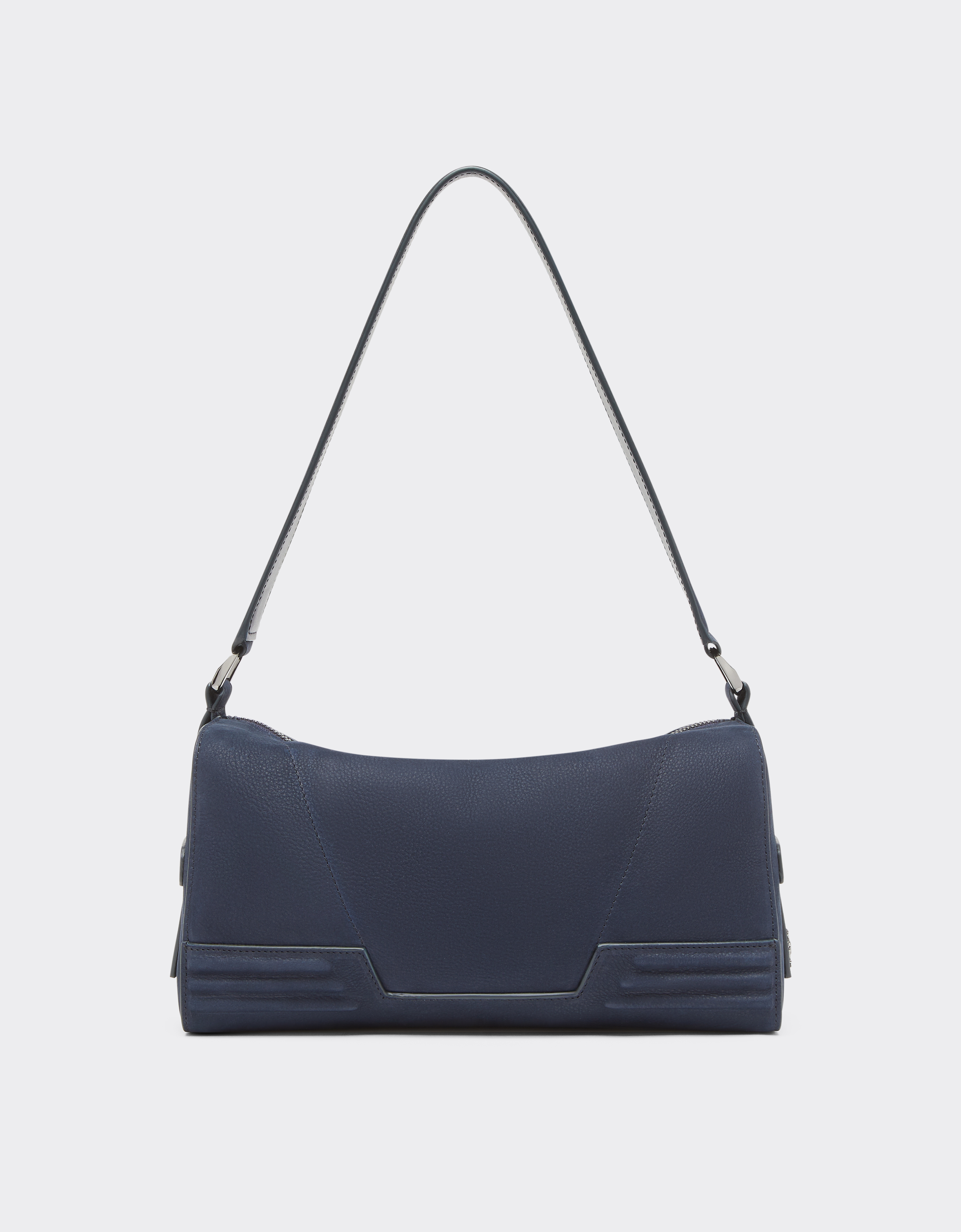 Ferrari Gt Soft Shoulder Bag In Nubuck Leather In Navy