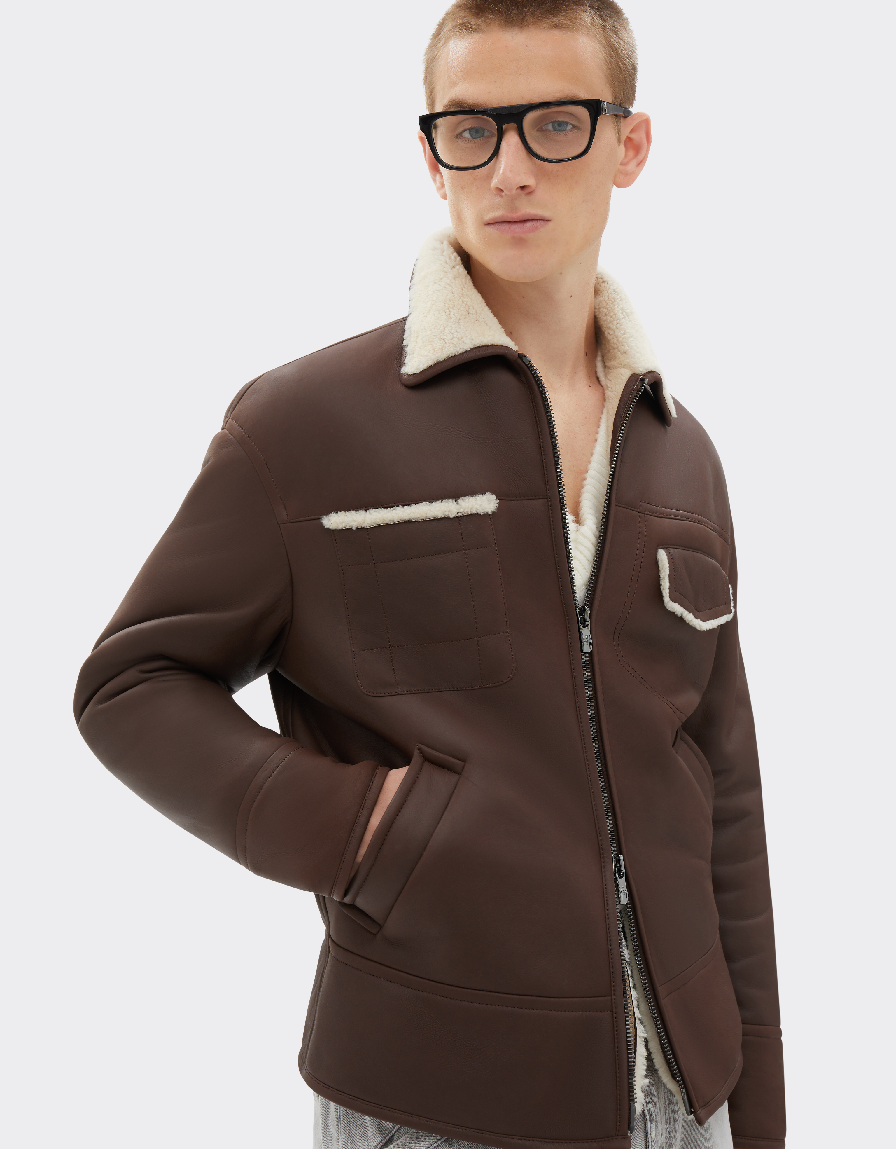 Ferrari Shearling Bomber Jacket In #n/d