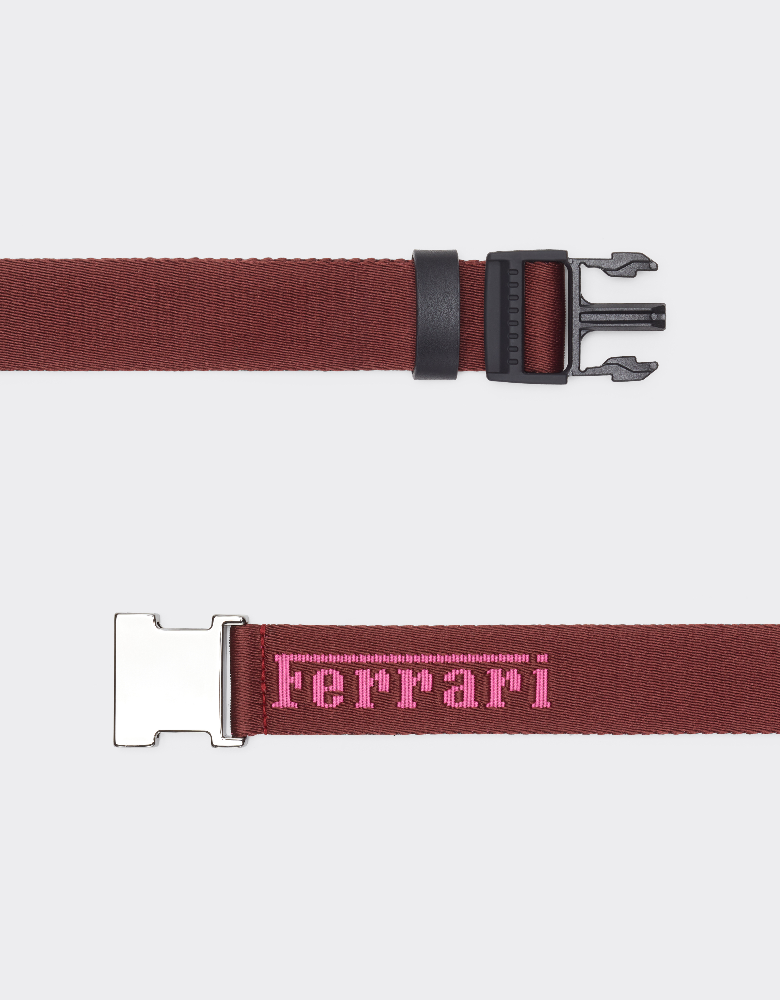 Ferrari Jacquard Belt With  Logo In Burgundy