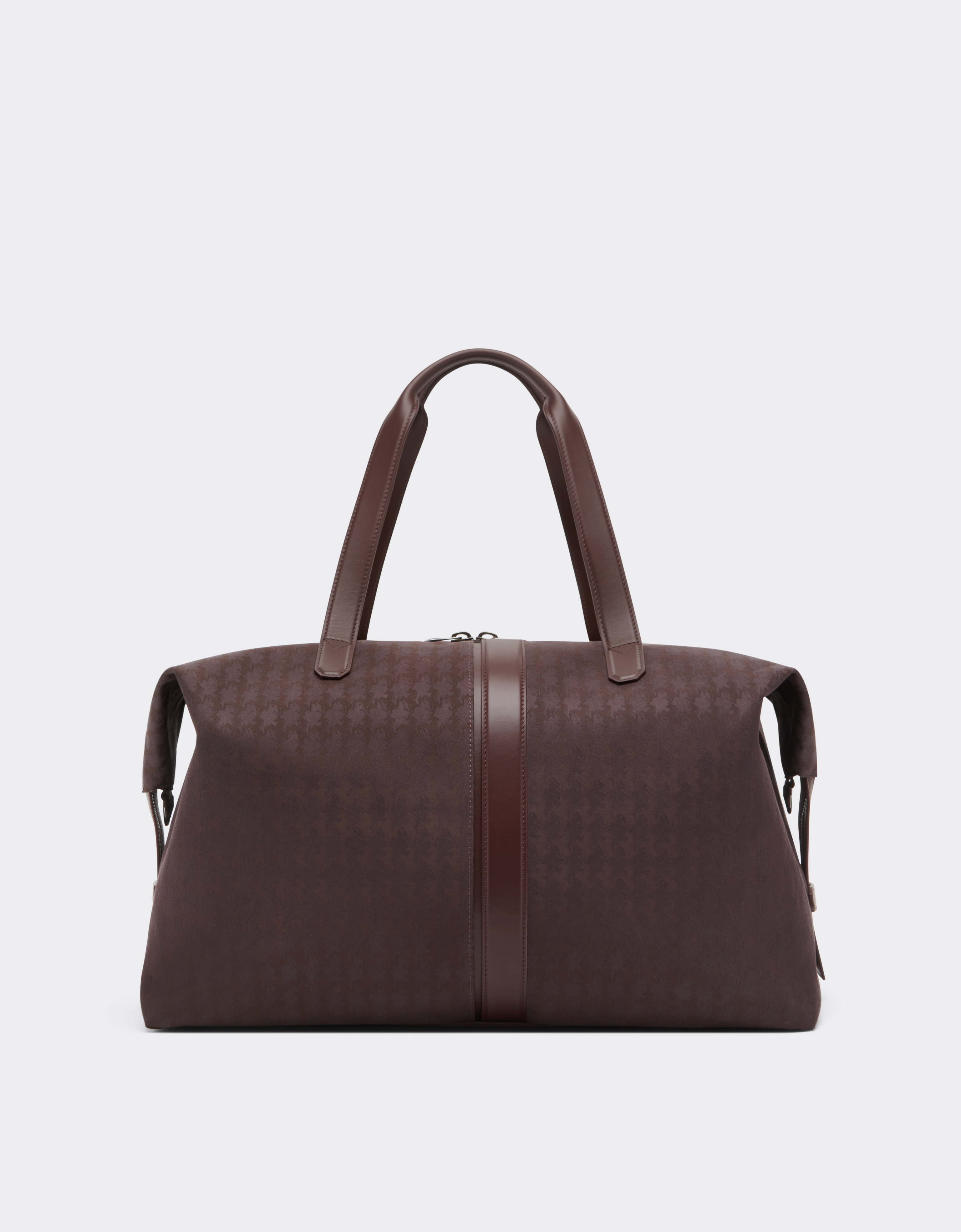 Ferrari Q-cycle® Jacquard Duffle Bag With Cavallino Pattern In Brown