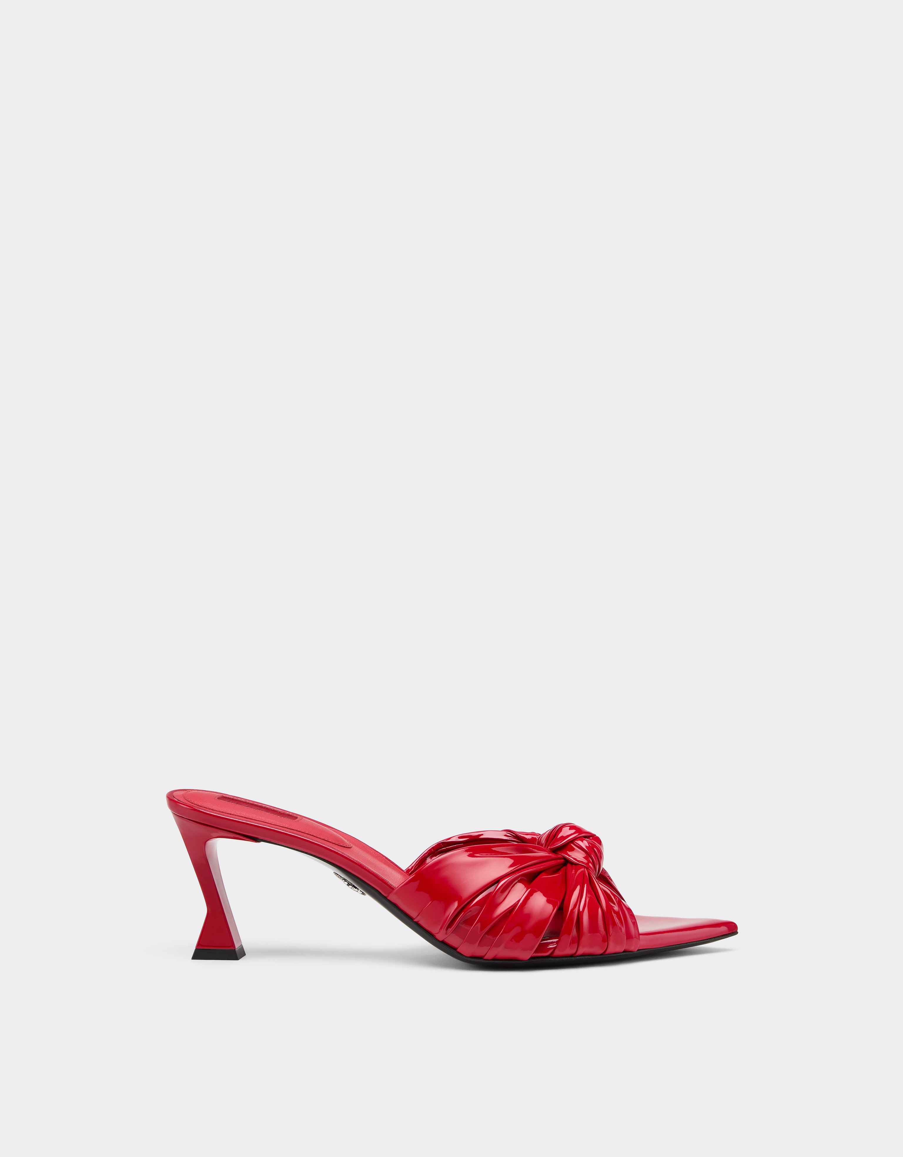 Ferrari Patent Leather Sandal With Knotted Design