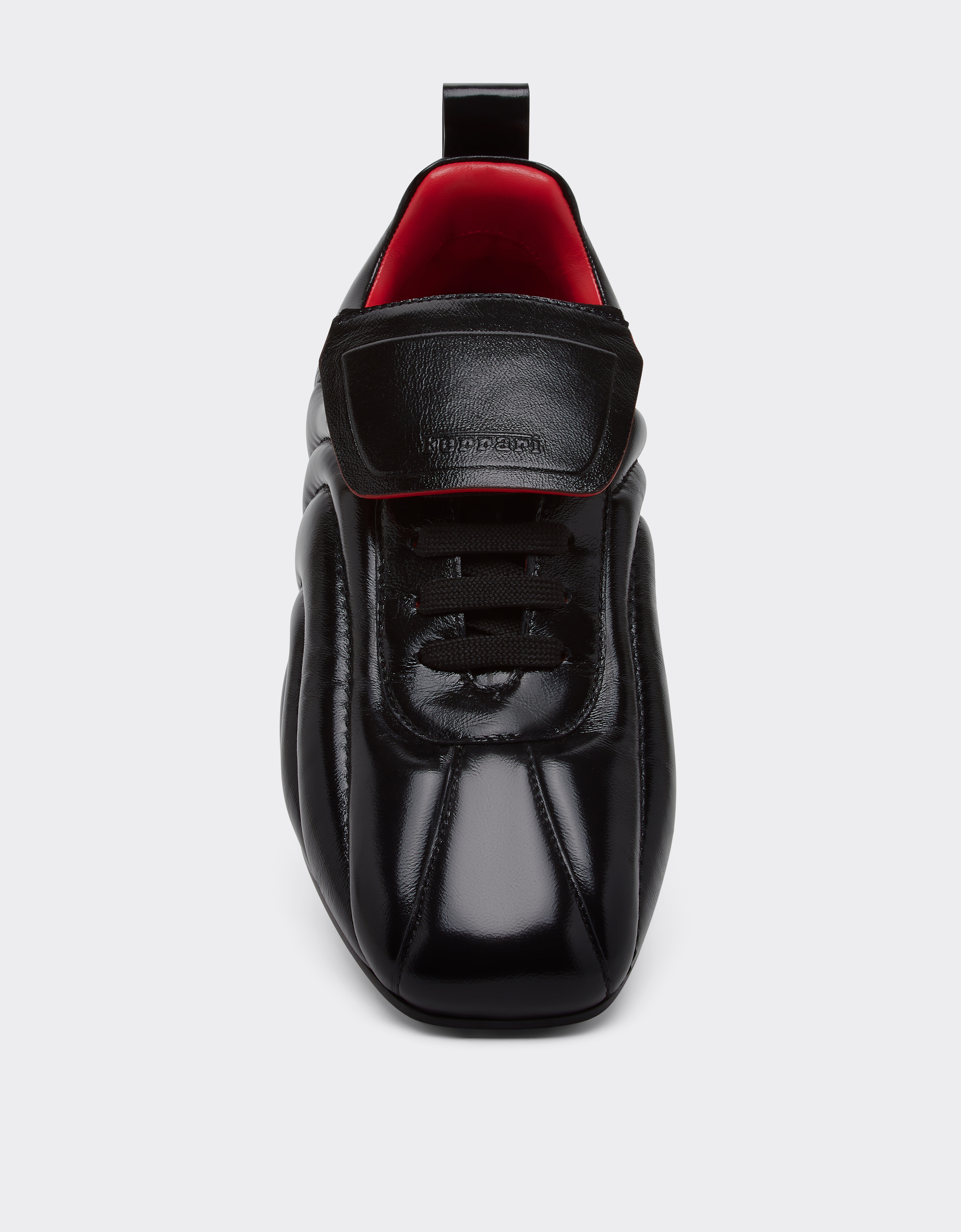 Ferrari Running Trainers In Wet-effect Leather In Black